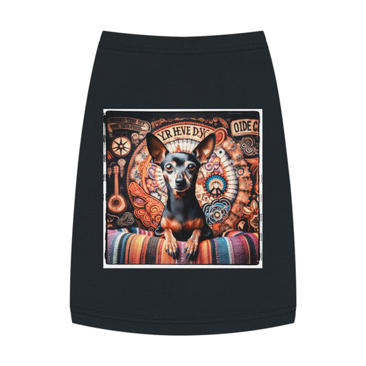 - Min Pin Tank Tops 70s hippie Pets Printify M Black