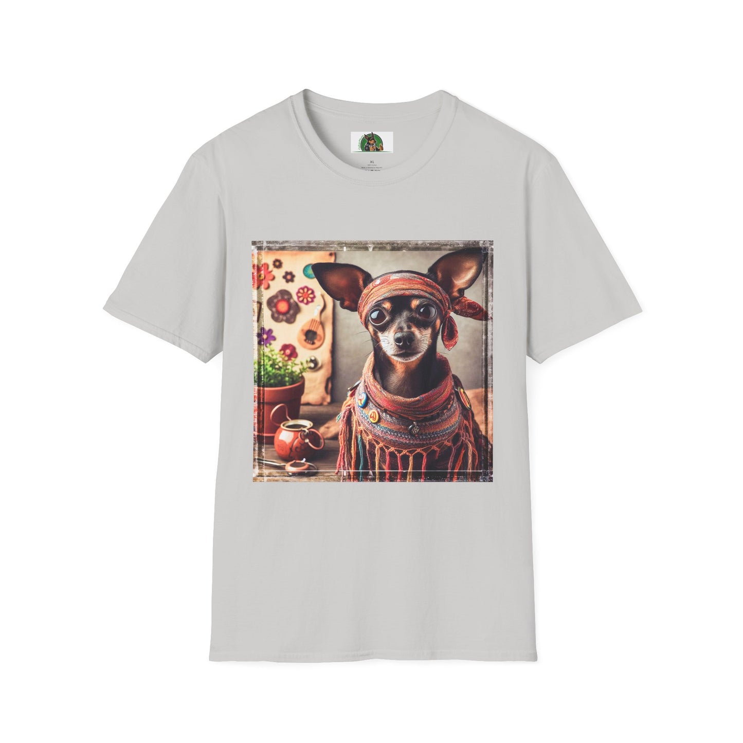 Min Pin T-Shirt hippie girl T-Shirt Printify S Ice Grey