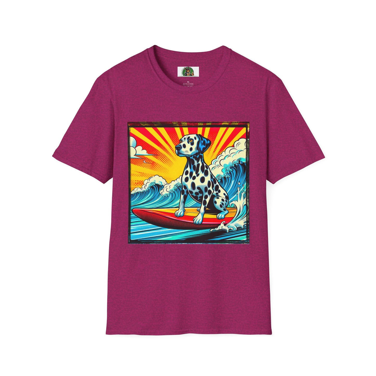 Dalmatian colorful surfing t shirt T-Shirt Printify S Antique Heliconia