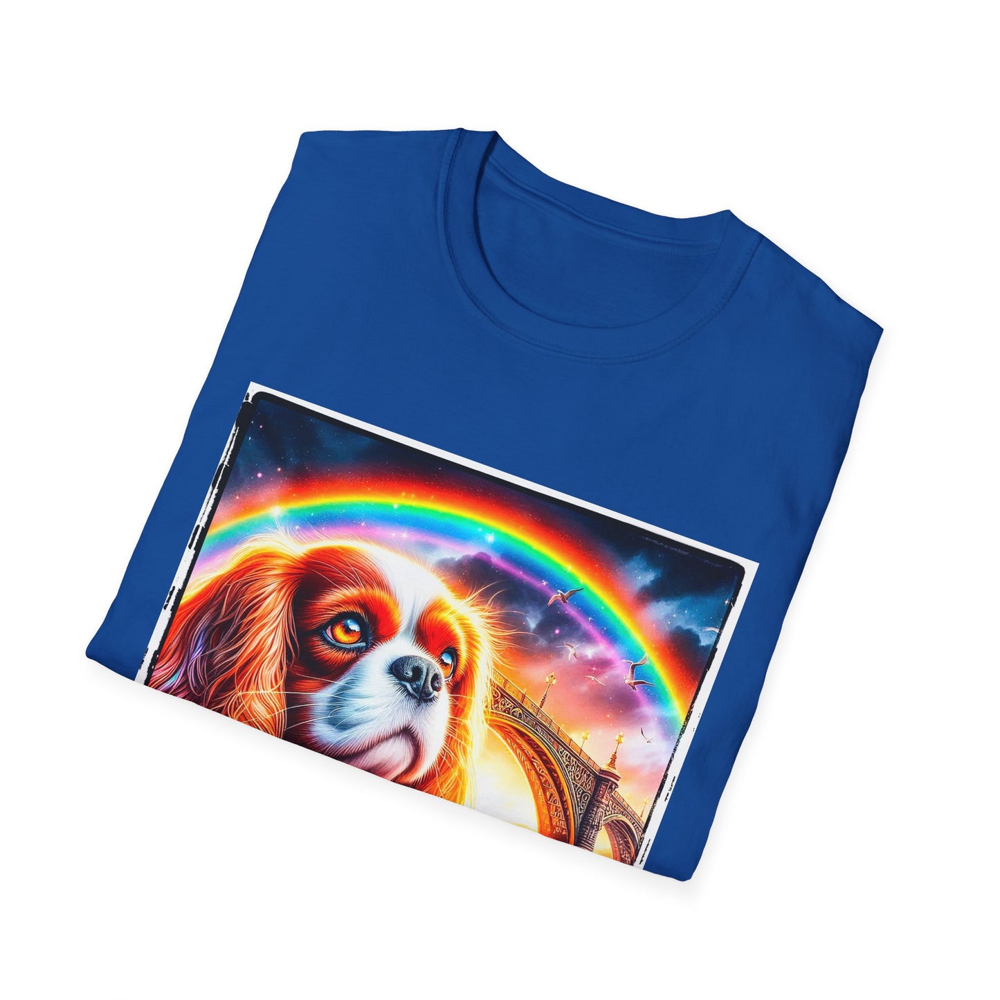 Cavalier King Charles Spaniel Rainbow Bridge TShirt T-Shirt Printify