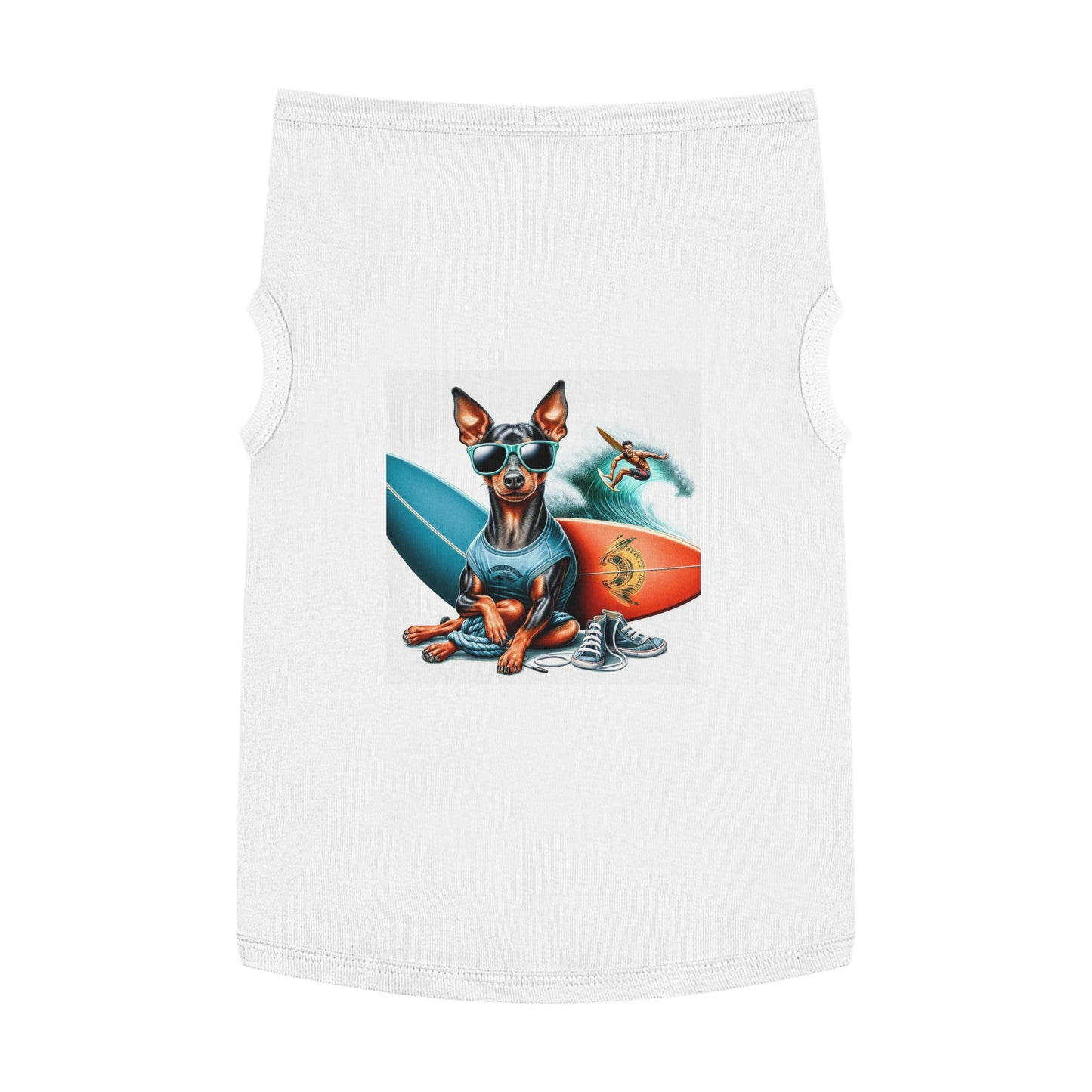 Min Pin Tank Tops surfs up Pets Printify XL White