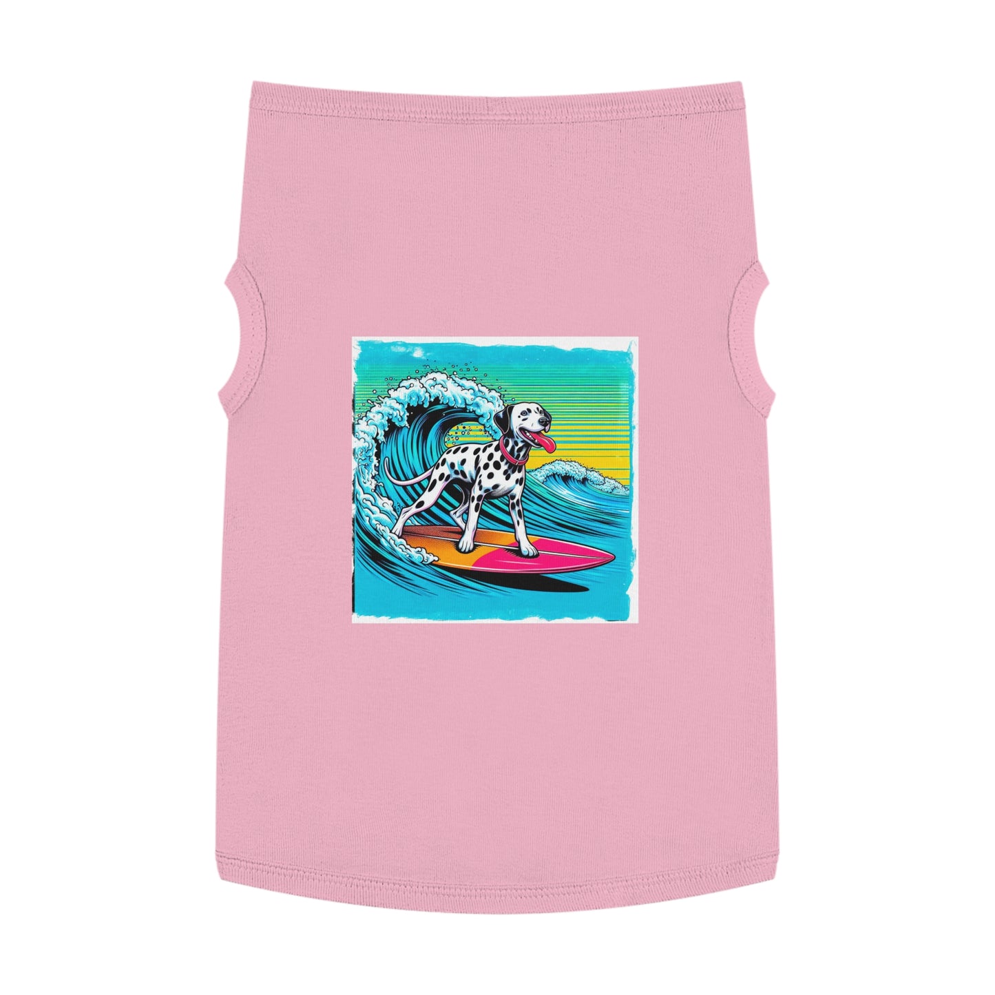 Pet Tank Top Dalmatian colorful waves t shirt Pets Printify XL Pink
