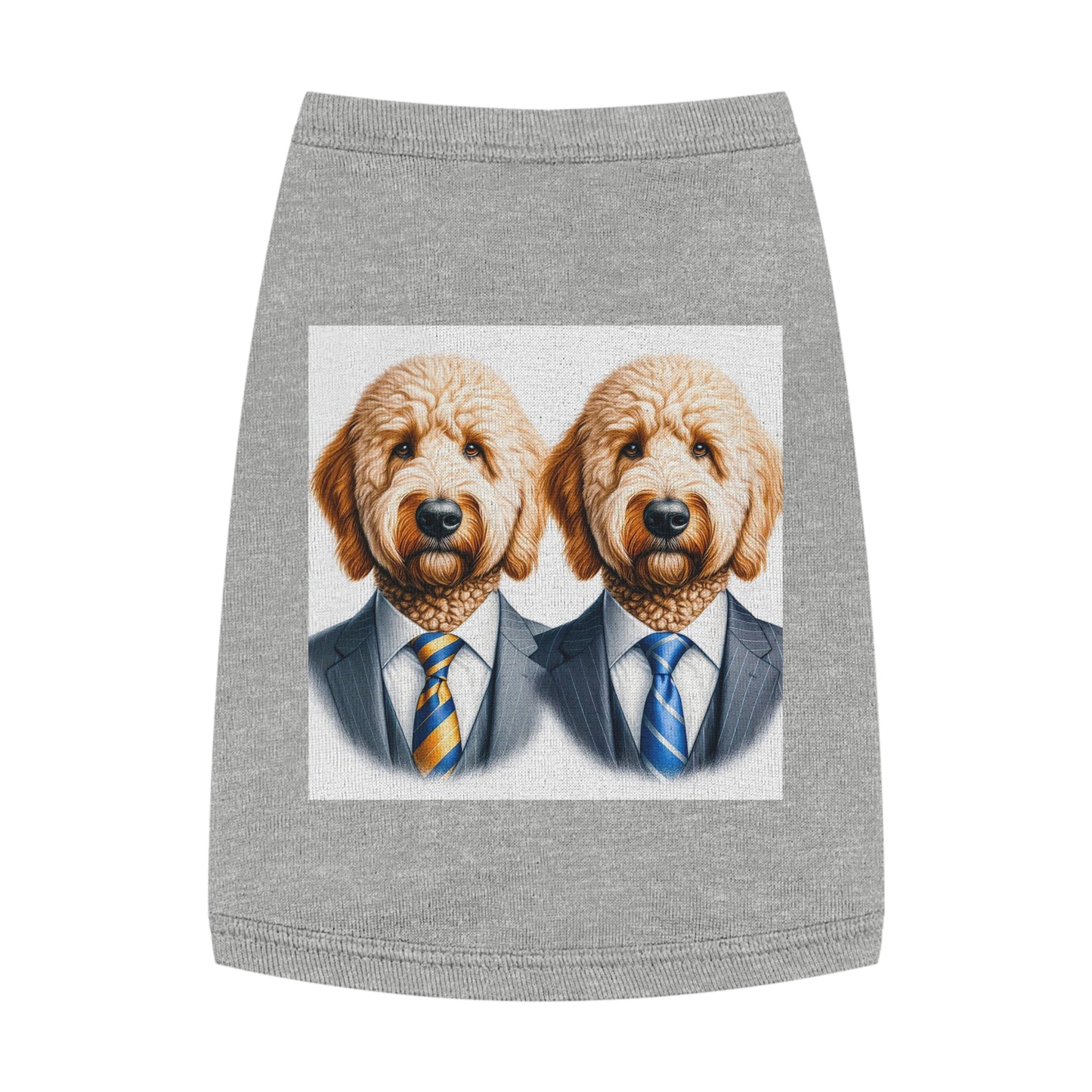 Pet Tank Golden Doodle serious business man r shirt Pets Printify M Heather