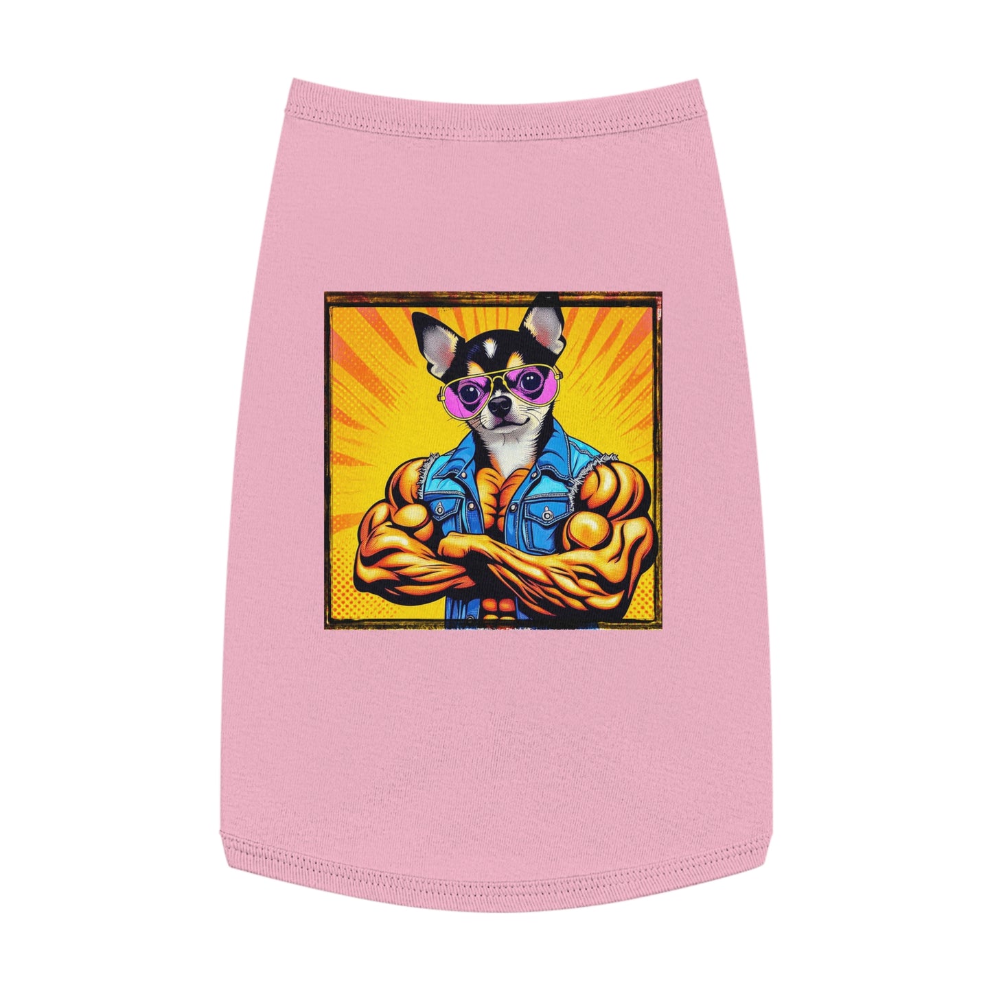 Pet Tank Top Chihuahua golden muscles t shirt Pets Printify L Pink