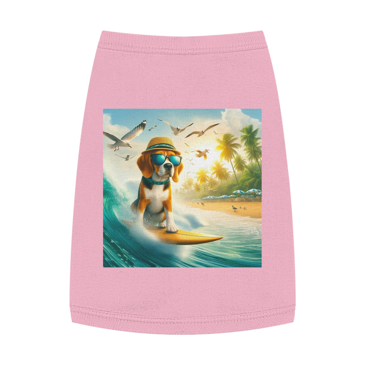 Pet Tank Top Beagle Surfer Dog Pets Printify M Pink