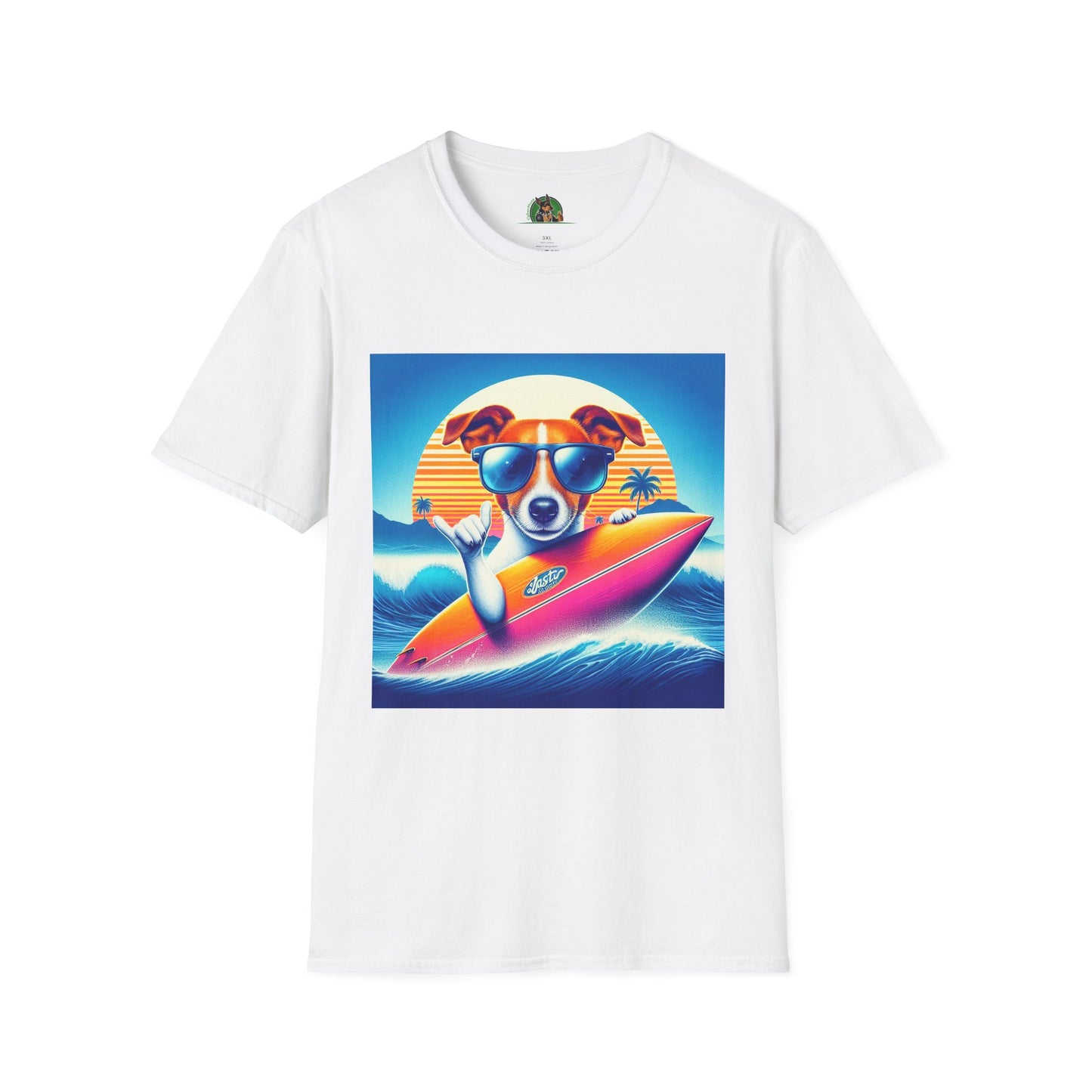 Jack Russell Surfer Dog T-Shirt Printify S White