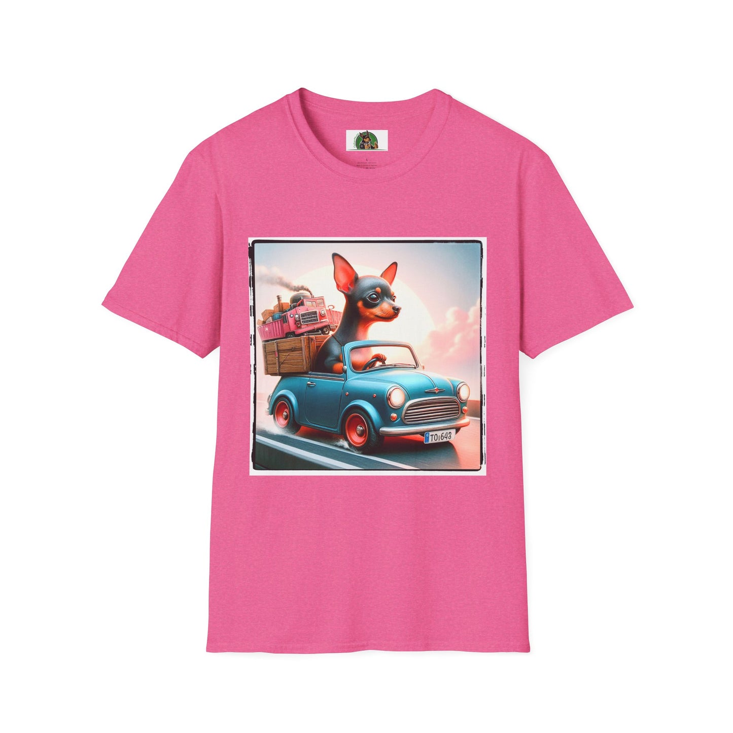 Min Pin T-Shirt tiny baby driver T-Shirt Printify S Heather Heliconia