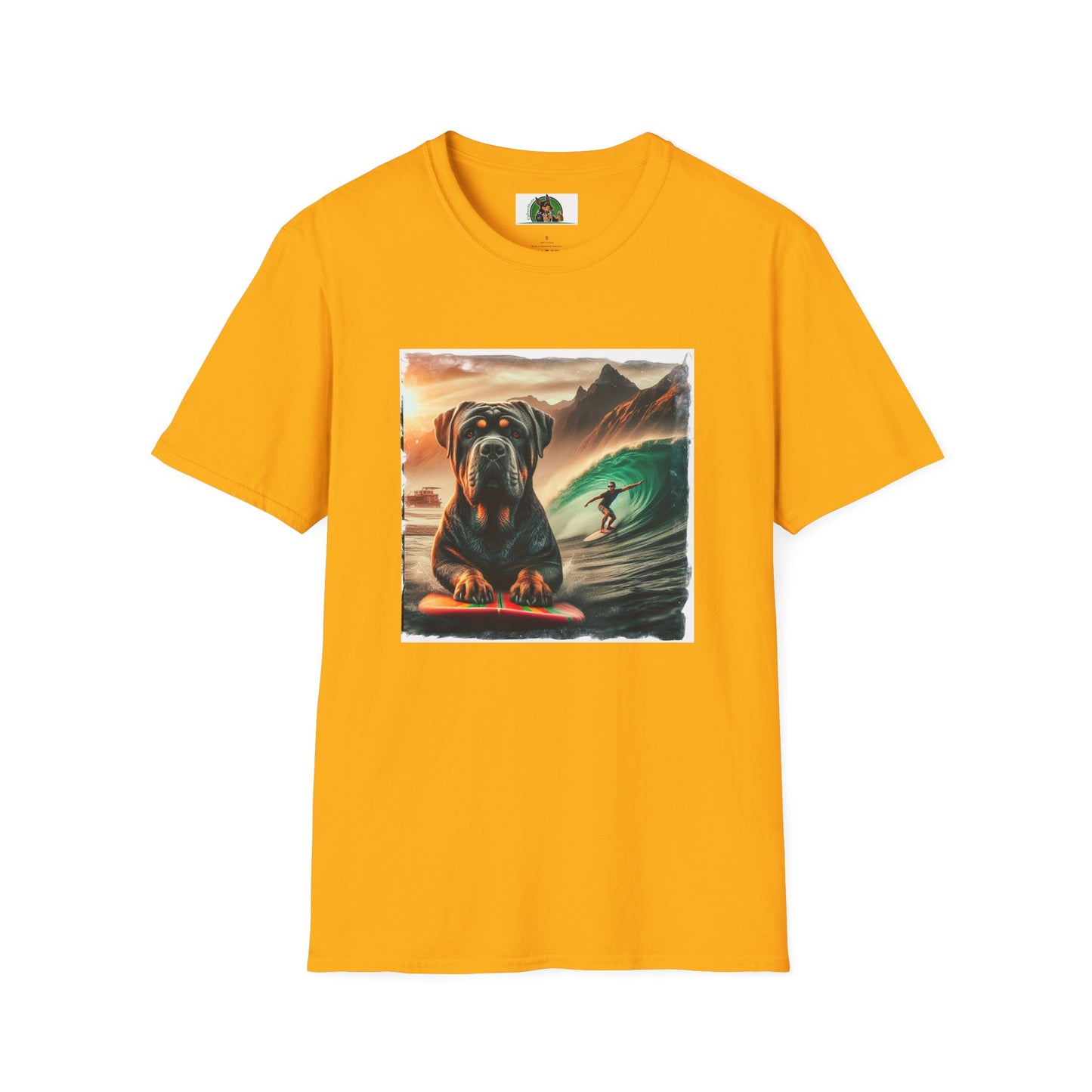 Cane Corso Surfer Dog At Beach T-Shirt Printify S Gold