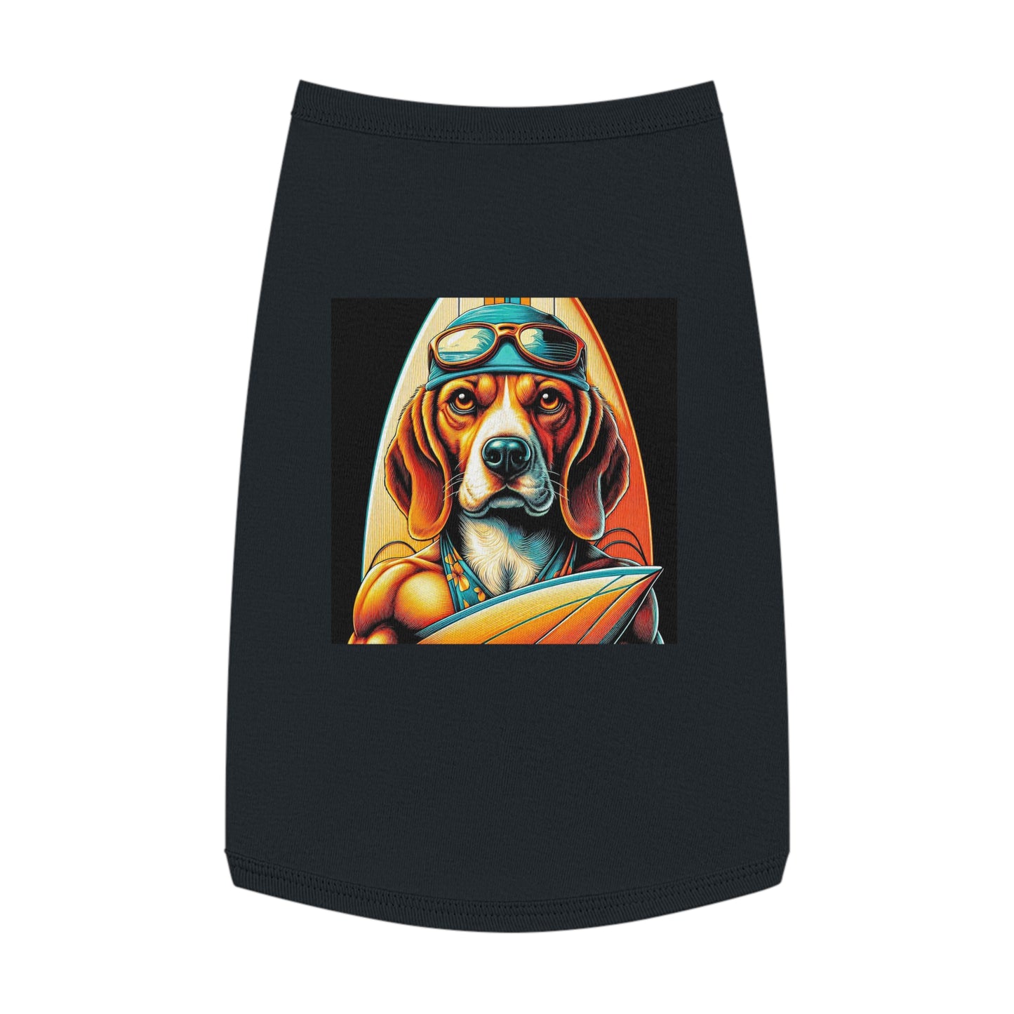 Pet Tank Top Beagle Surfer Dog Pets Printify L Black