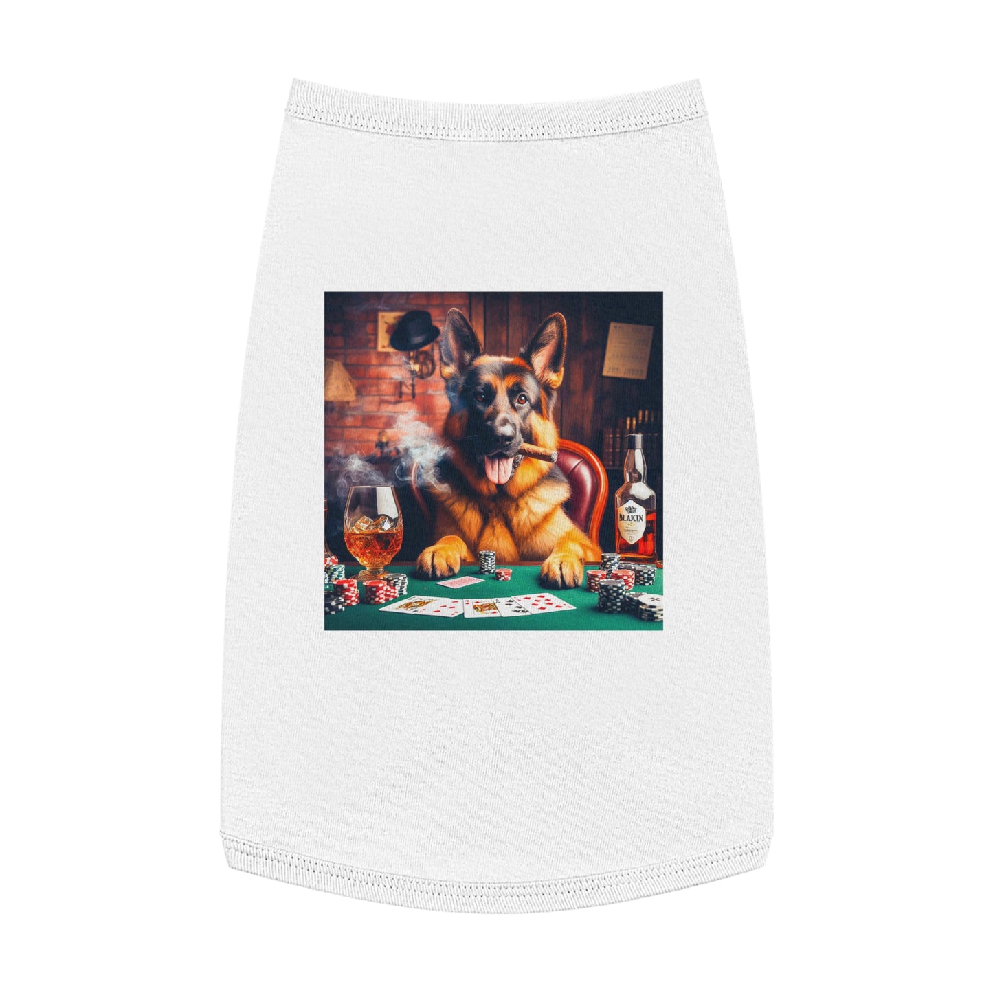 German Shepherd gambling shirt Pets Printify L White