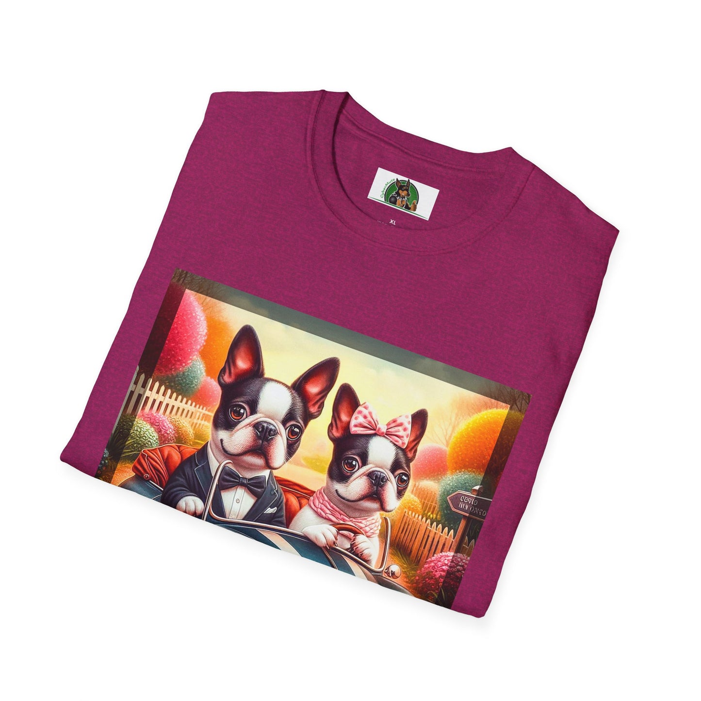 Wacky Boston Terrier Cute Dogs In Tiny Car Shirt T-Shirt Printify