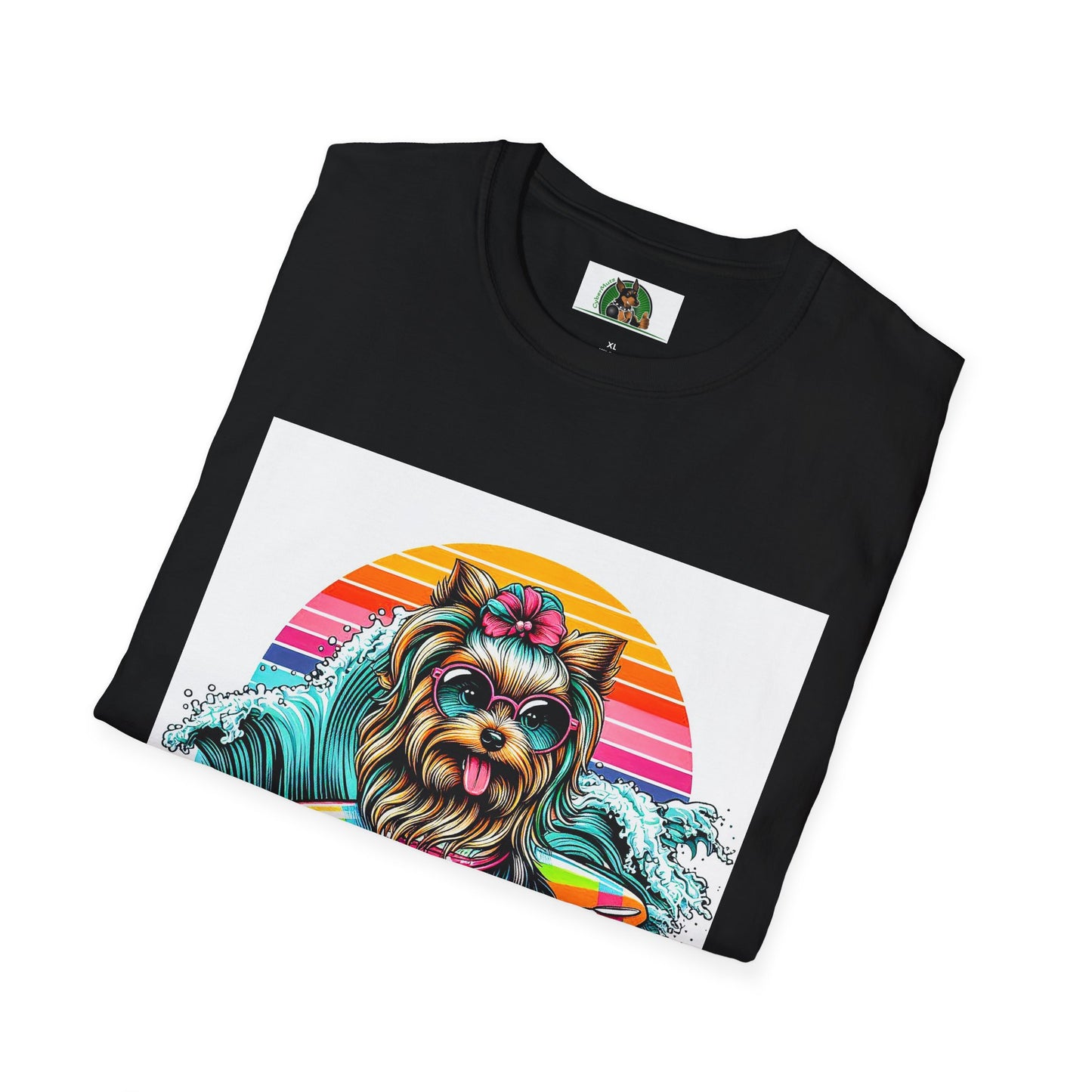 Yorkie cute girl surfer shirt T-Shirt Printify