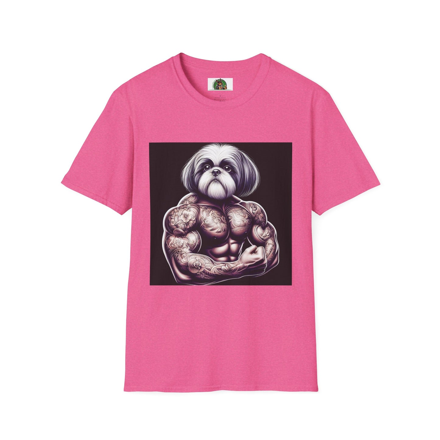 Shih Tzu muscles shirt T-Shirt Printify S Heather Heliconia