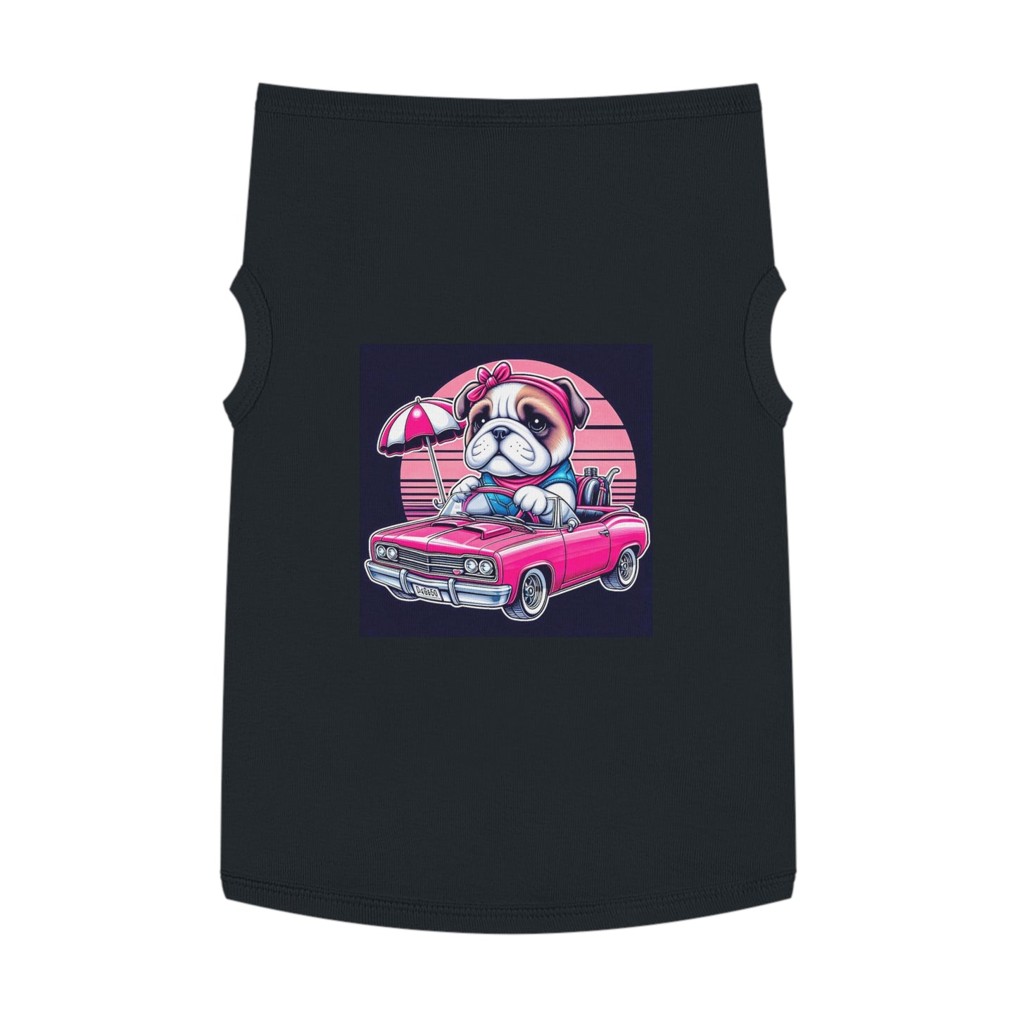 Wacky Pet Tank Top Bulldog tiny pink. car t shirt Pets Printify