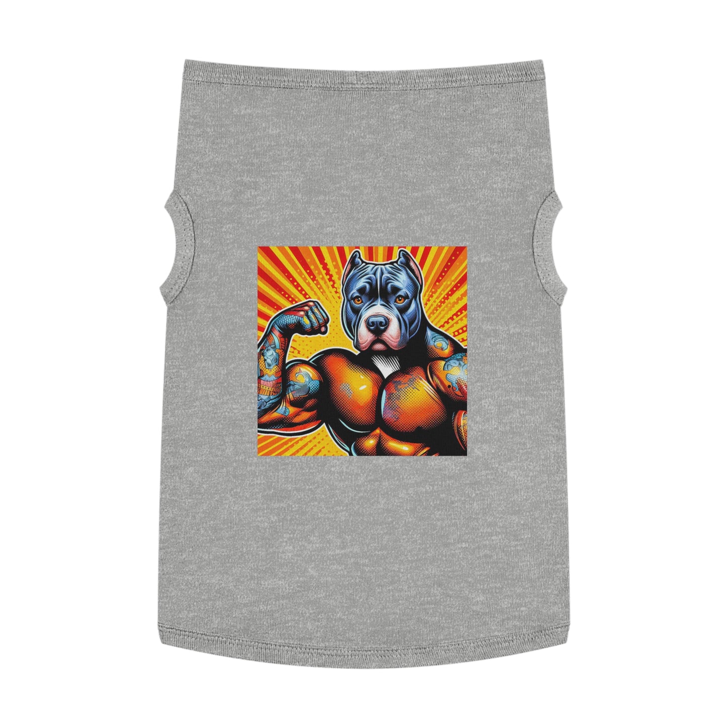 Pet Tank Top Pit Bull arm flexing Pets Printify XL Heather