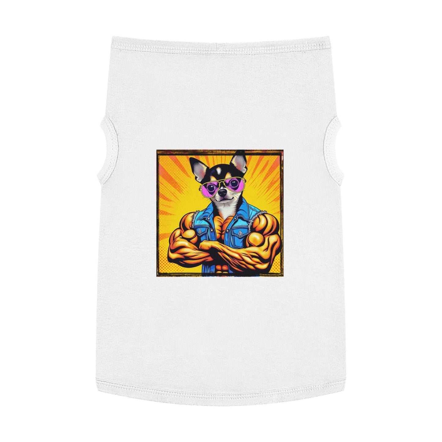 Pet Tank Top Chihuahua golden muscles t shirt Pets Printify XL White