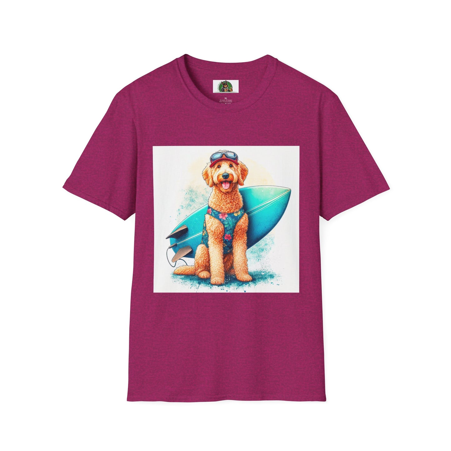 Golden Doodle surfer dude t shirt T-Shirt Printify S Antique Heliconia