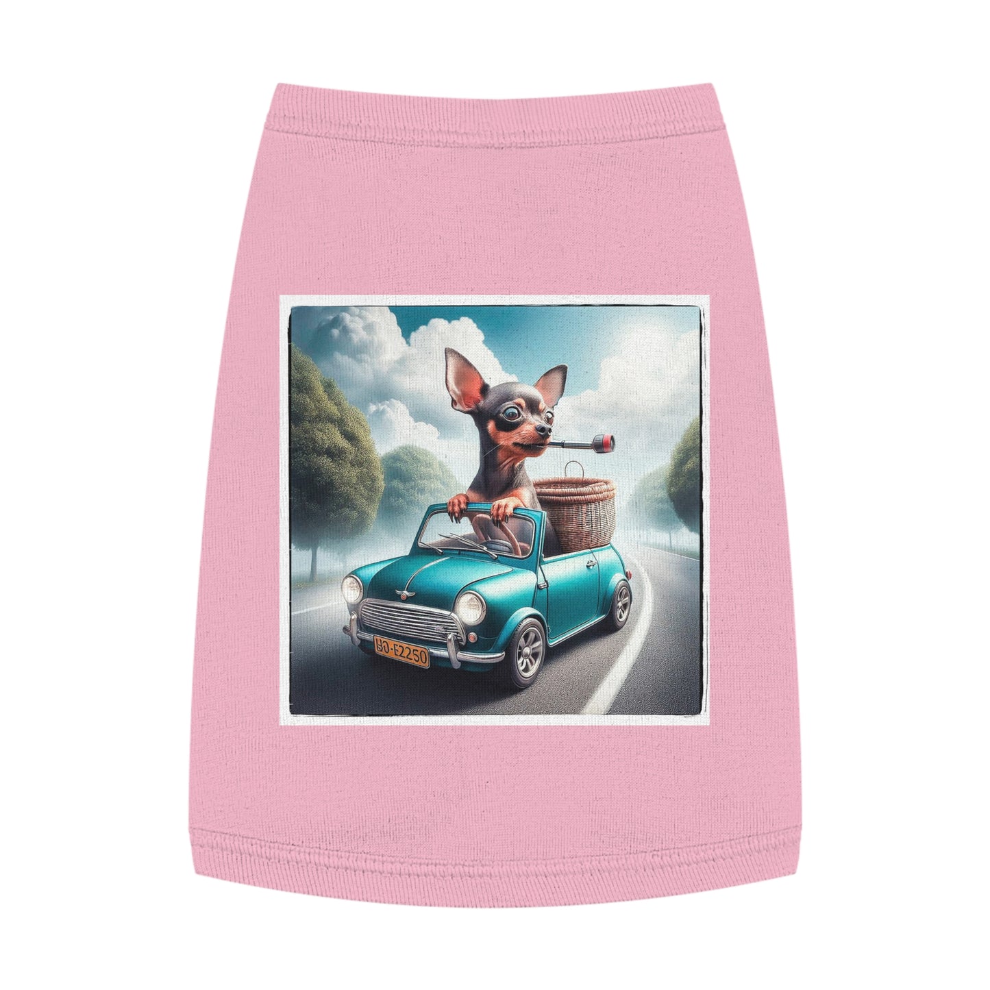 - Min Pin Tank Tops driving and smoking Pets Printify M Pink