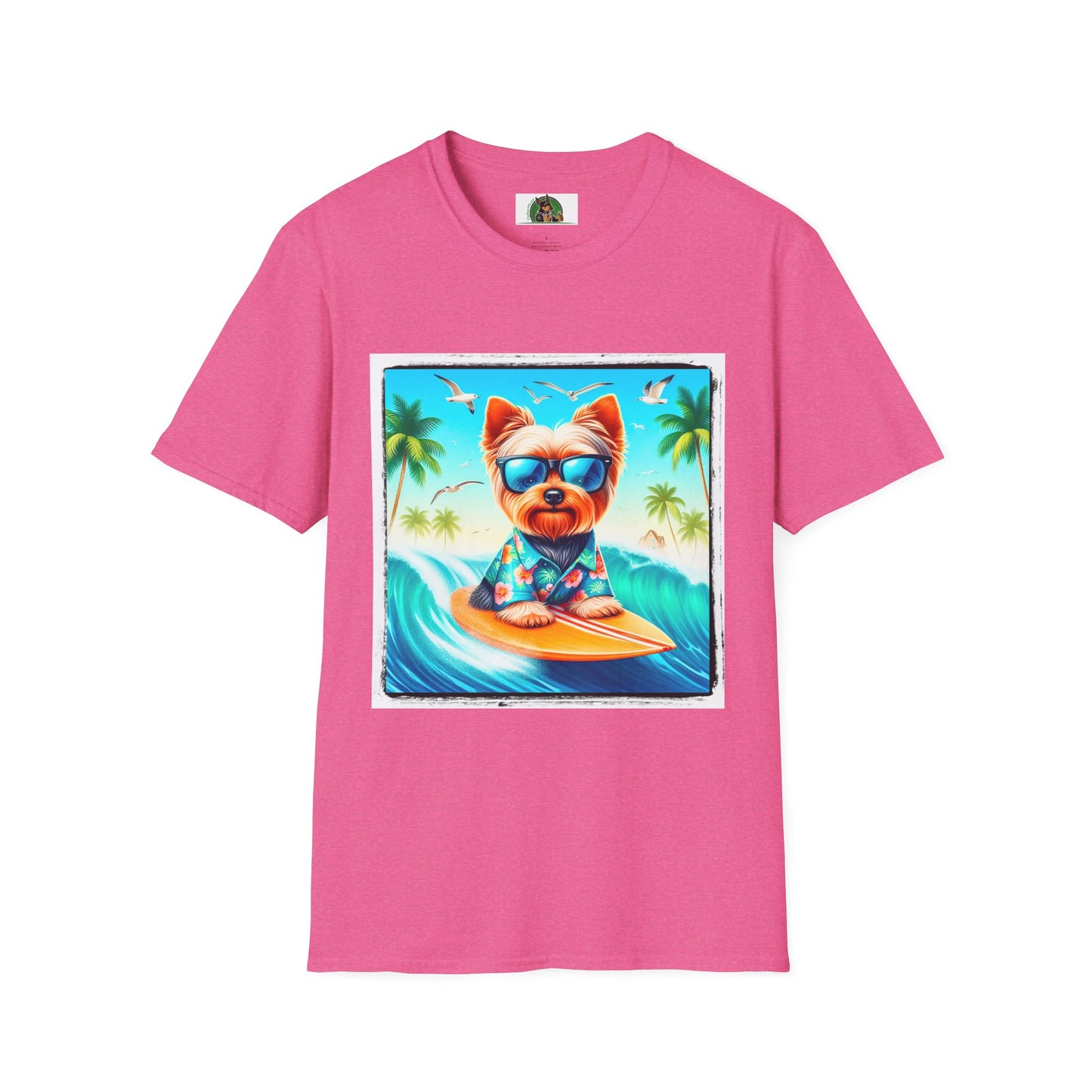 Yorkie blue waves shirt T-Shirt Printify S Heather Heliconia