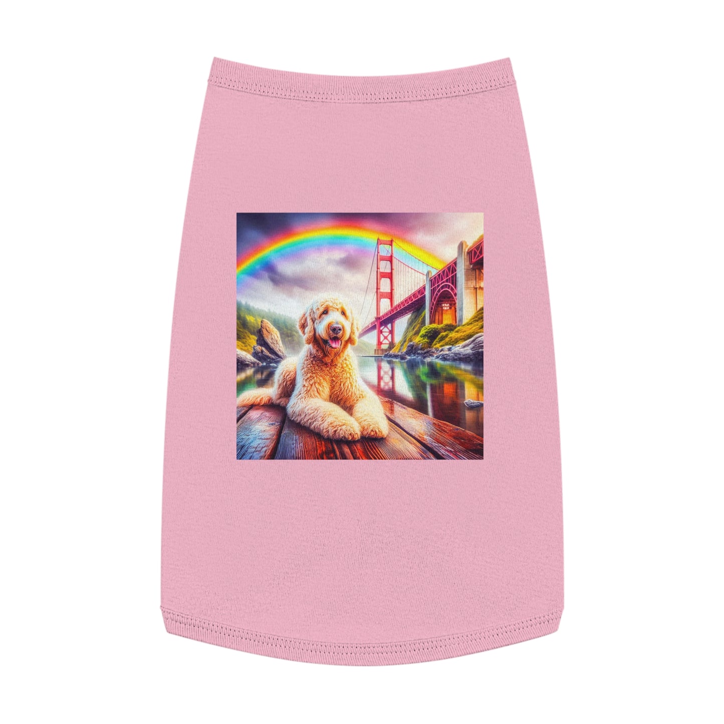 Pet Tank Golden Doodle pretty rainbow shirt Pets Printify L Pink