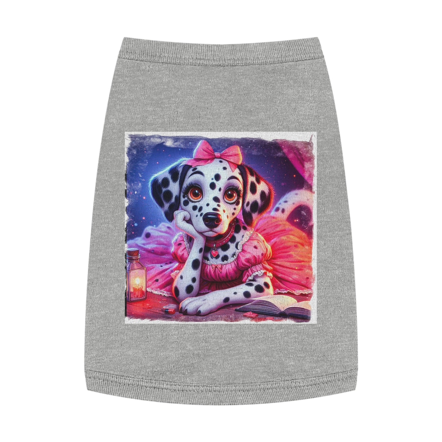 Pet Tank Top Dalmatian pretty in pink t shirt Pets Printify M Heather