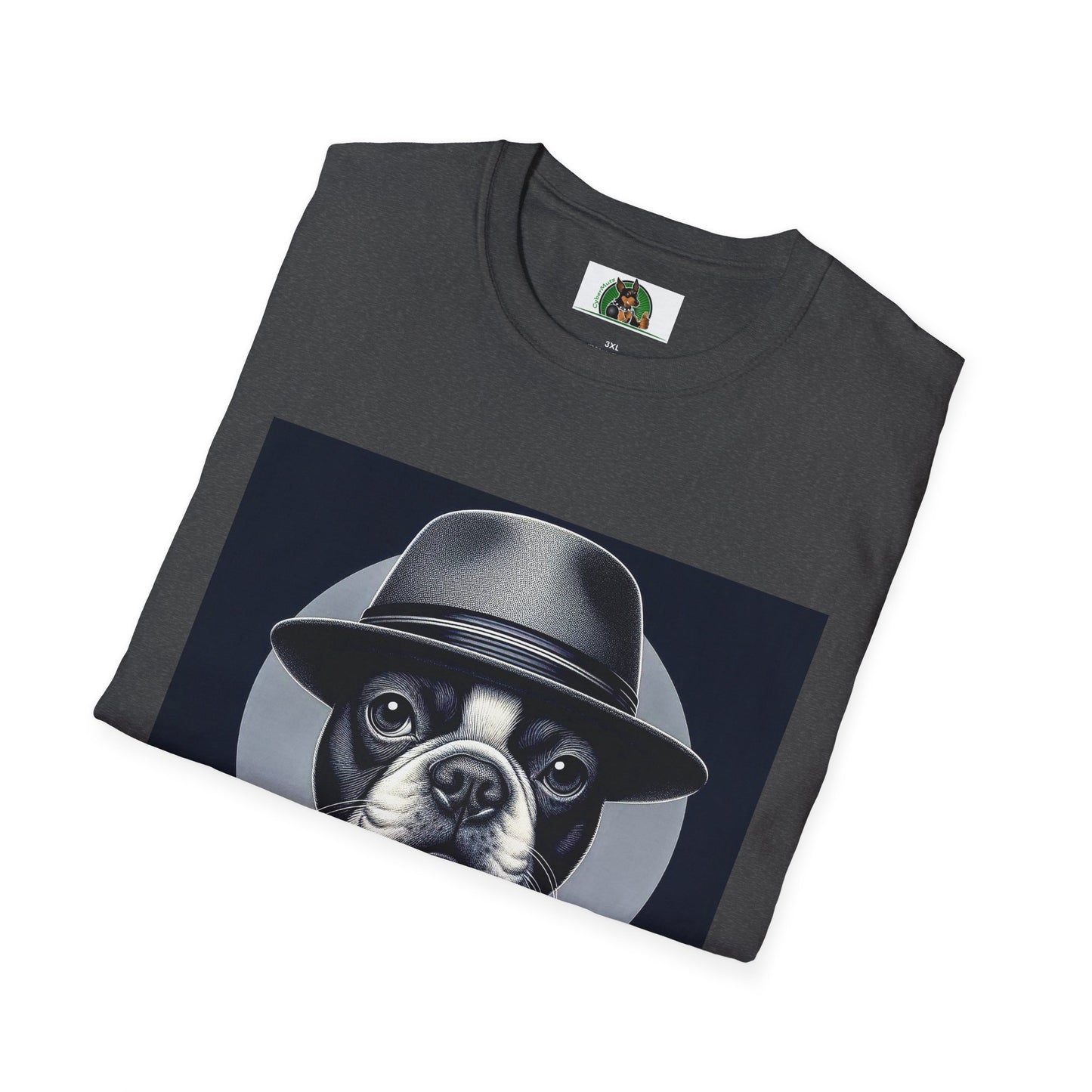 Boston Terrier T-Shirt - Dog in Suit and Hat Design T-Shirt Printify