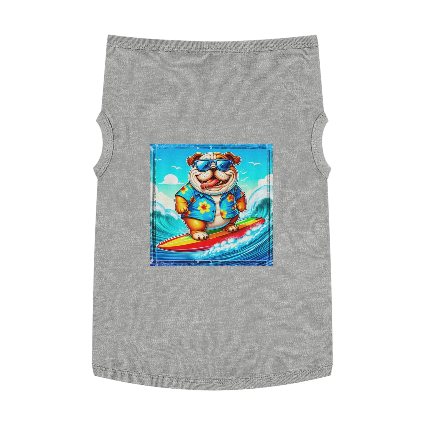 Pet Tank Top Bulldog surfing dog t shirt Pets Printify XL Heather