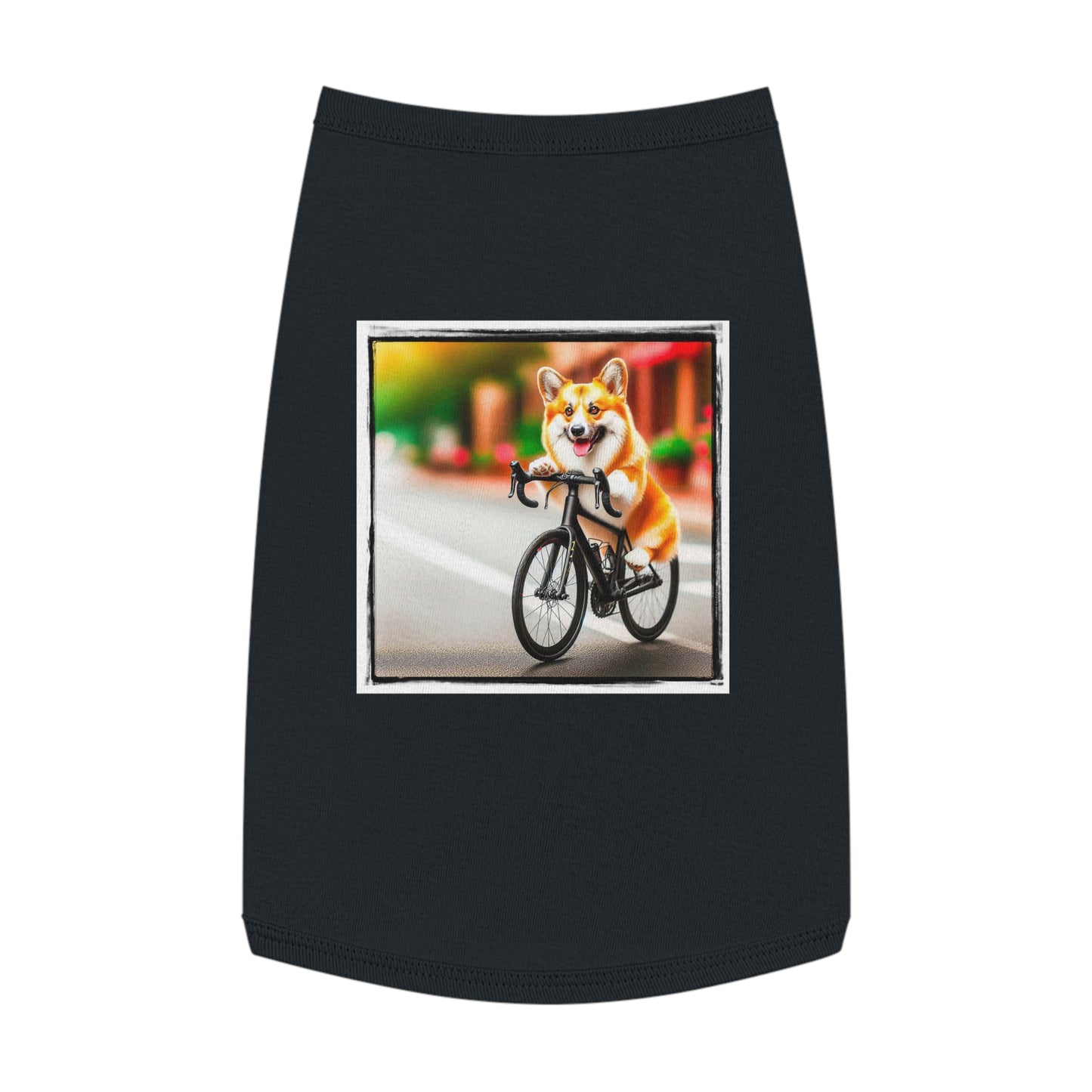 Pet Tank Top Pembroke Welsh Corgi bike riding Pets Printify L Black