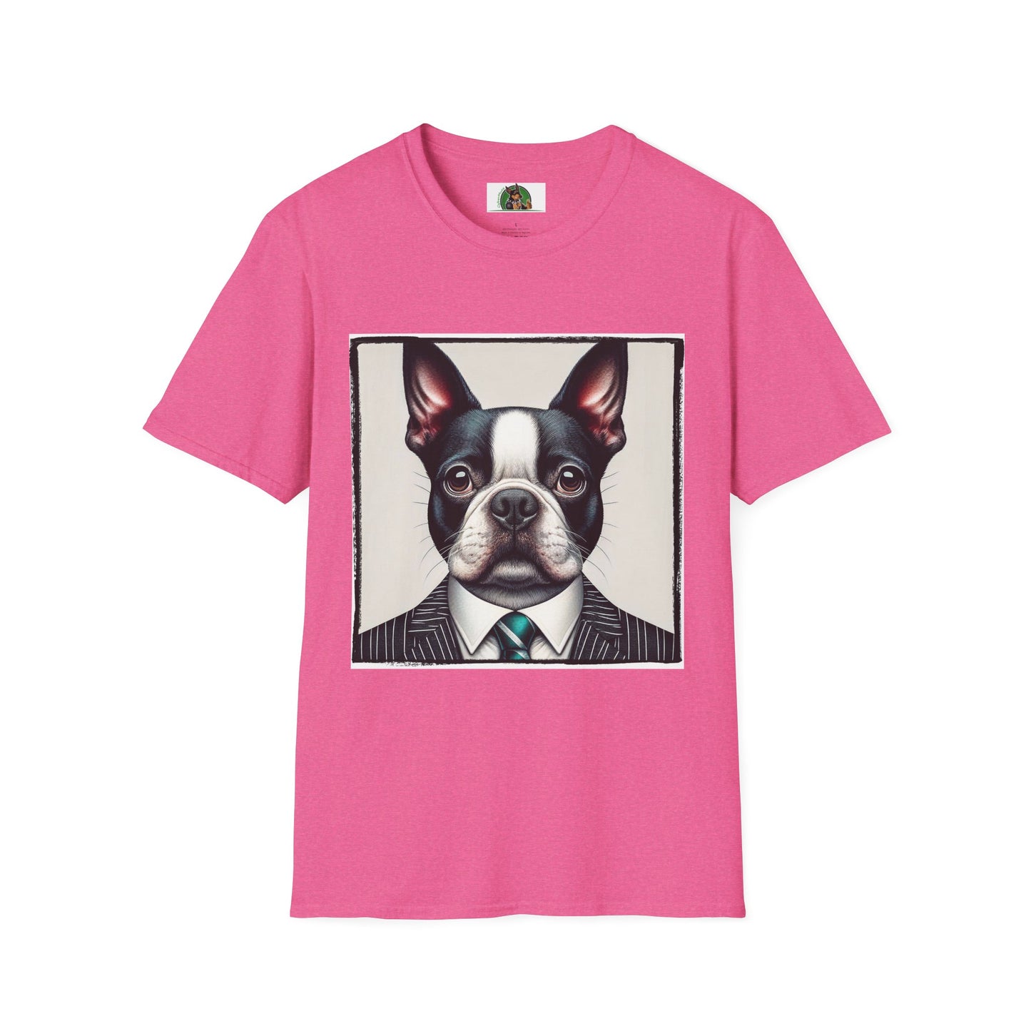 Boston Terrier In Suit Shirt T-Shirt Printify S Heather Heliconia