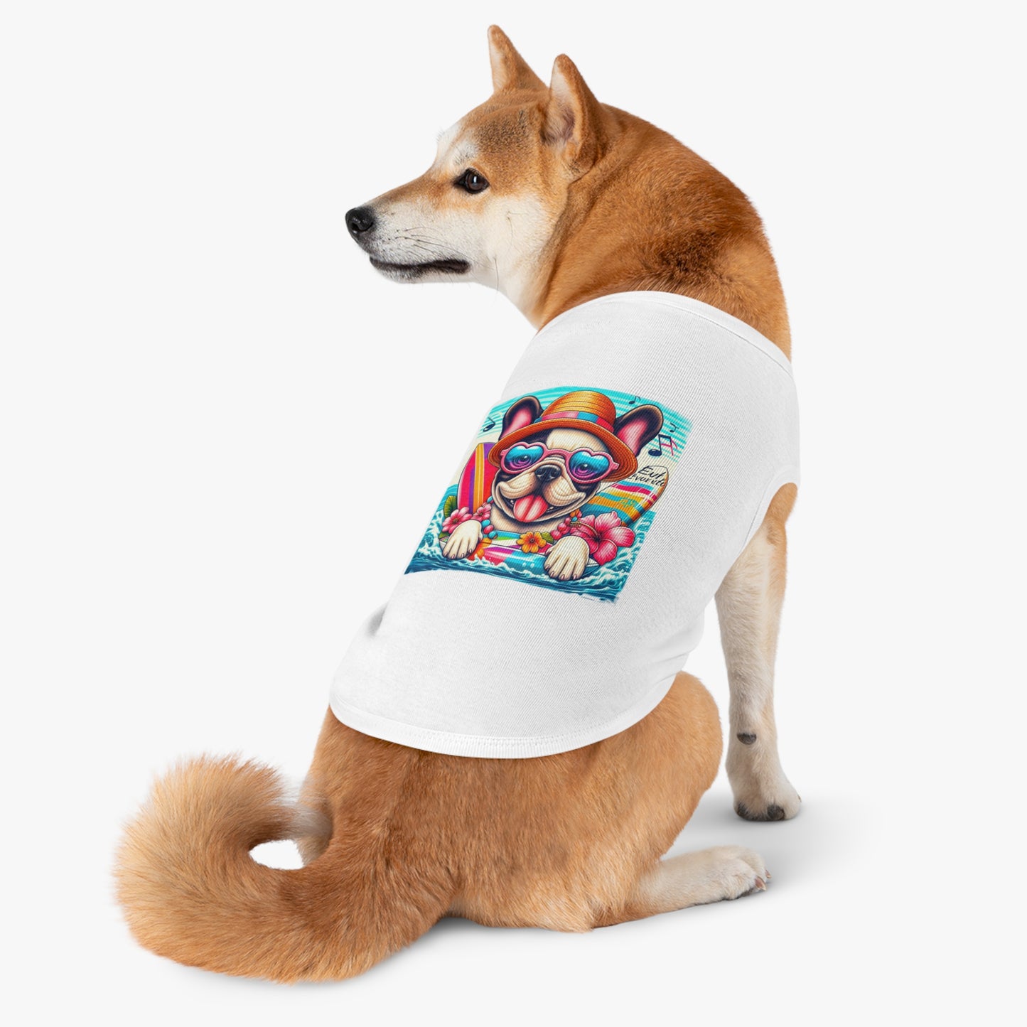 Pet Tank Top French Bulldog colorful surfing t shirt