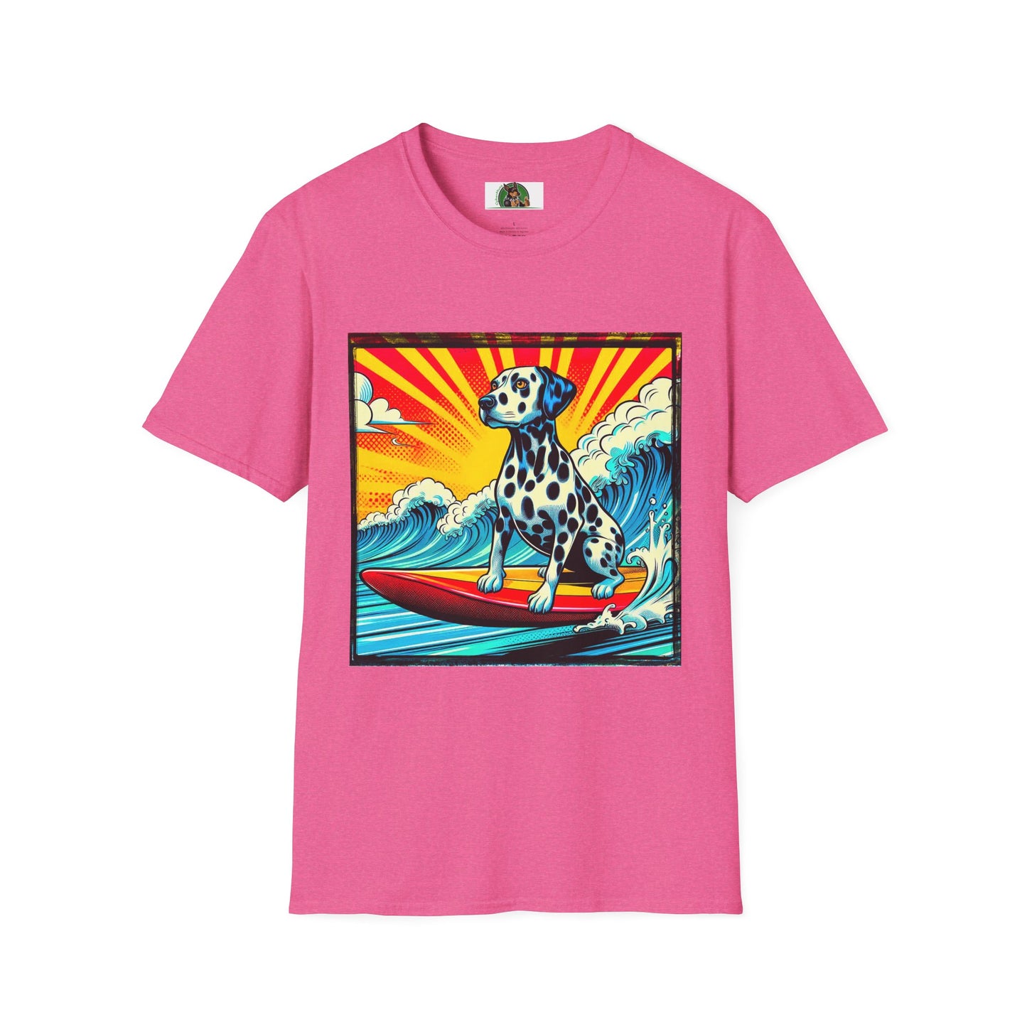 Dalmatian colorful surfing t shirt T-Shirt Printify S Heather Heliconia