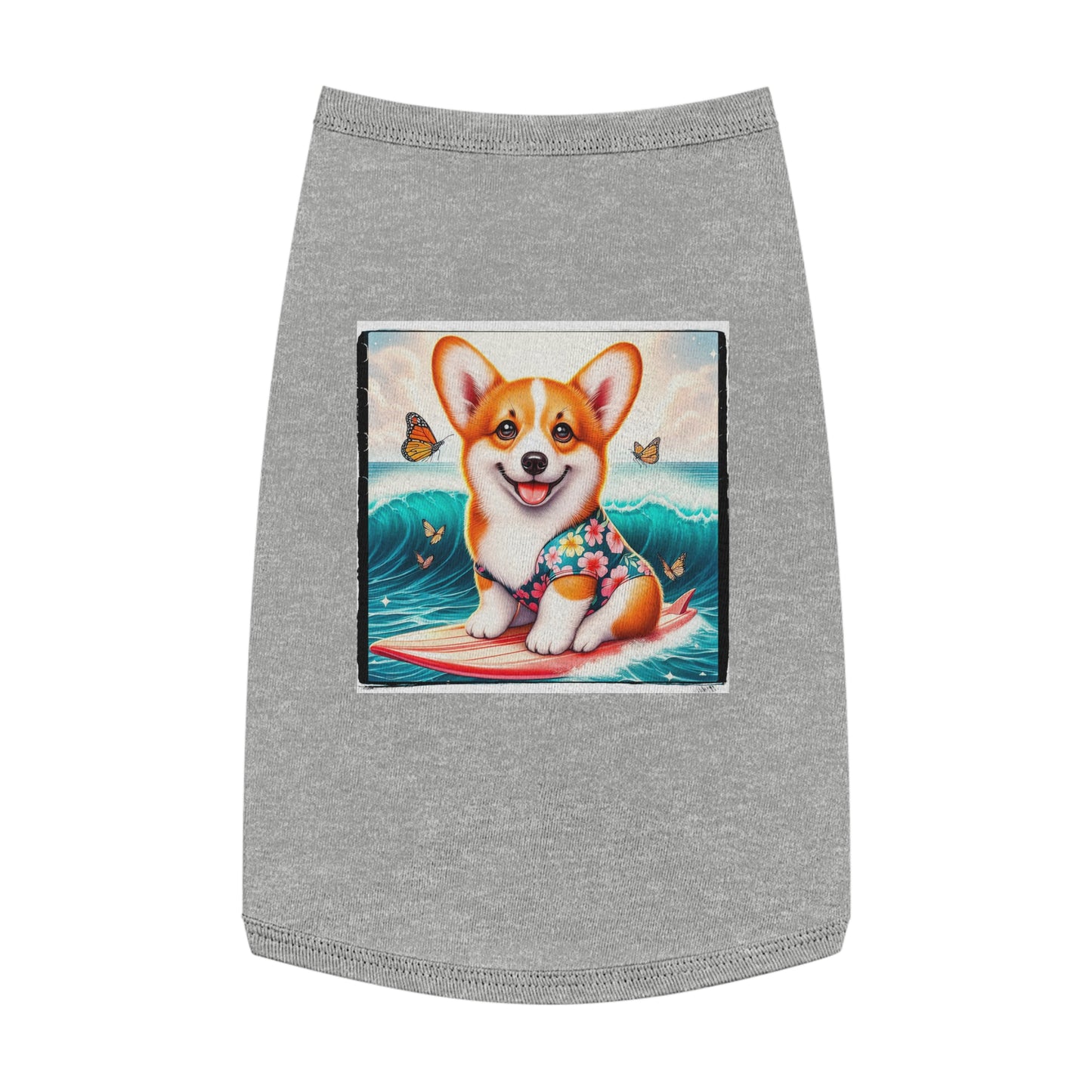 Pembroke Welsh Corgi tiny surfer Pets Printify L Heather