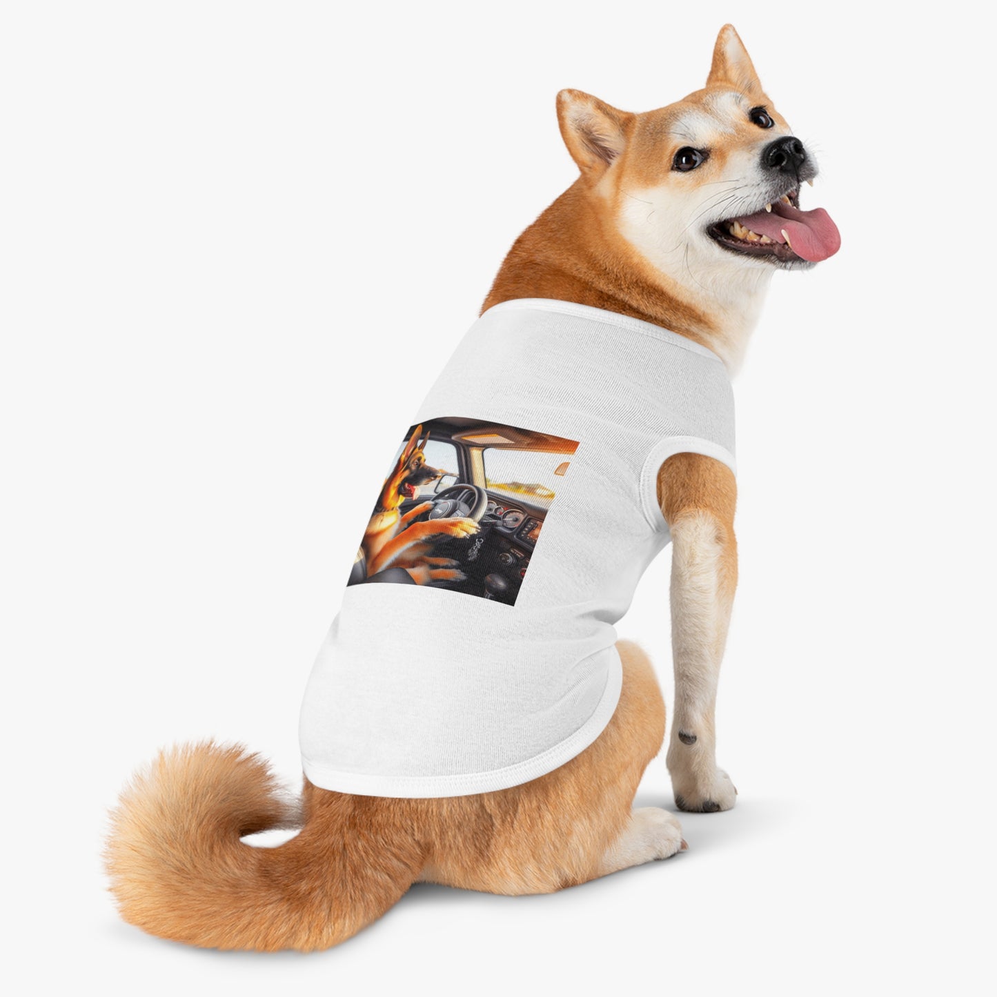 German Shepherd driving