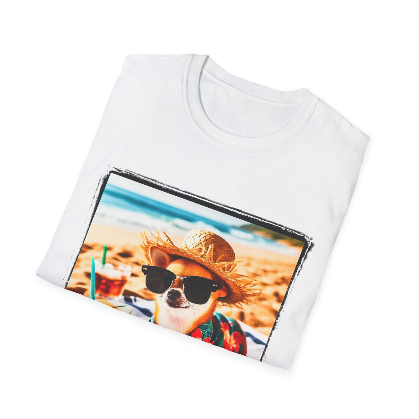 Chihuahua beach scene t shirt T-Shirt Printify