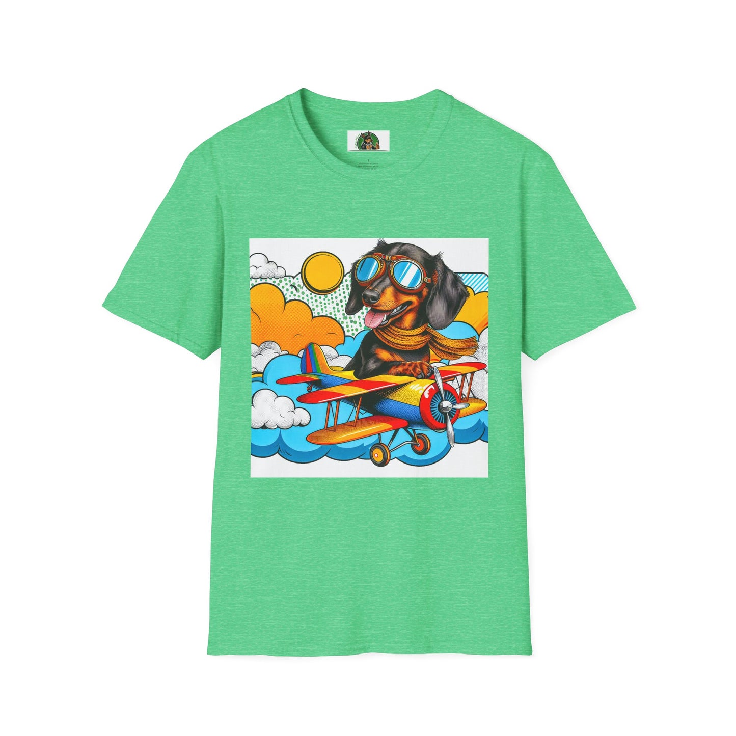 Dachshund pilot t shirt T-Shirt Printify Heather Irish Green S
