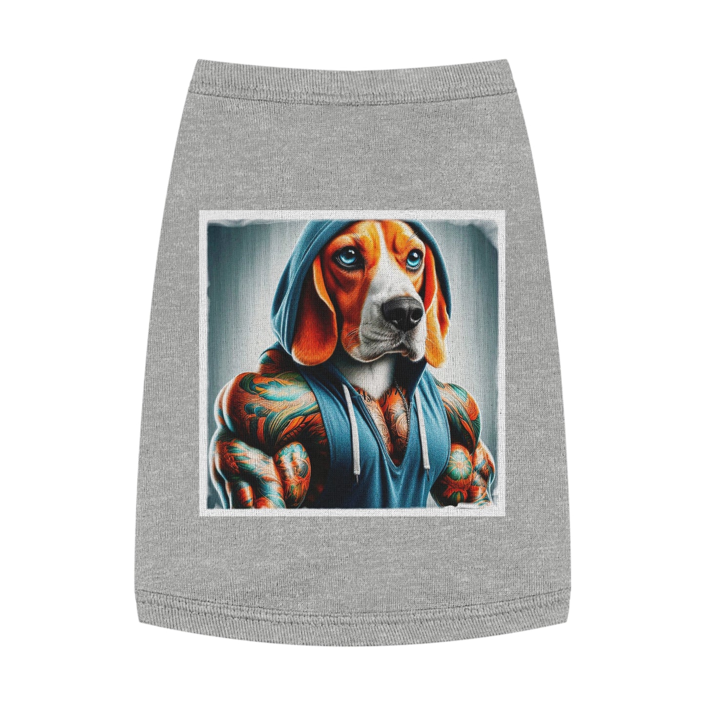 Pet Tank Top Beagle Muscle Dog Wearing Hoodie Pets Printify M Heather