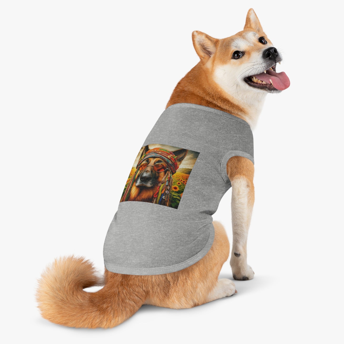 German Shepherd flower hippie