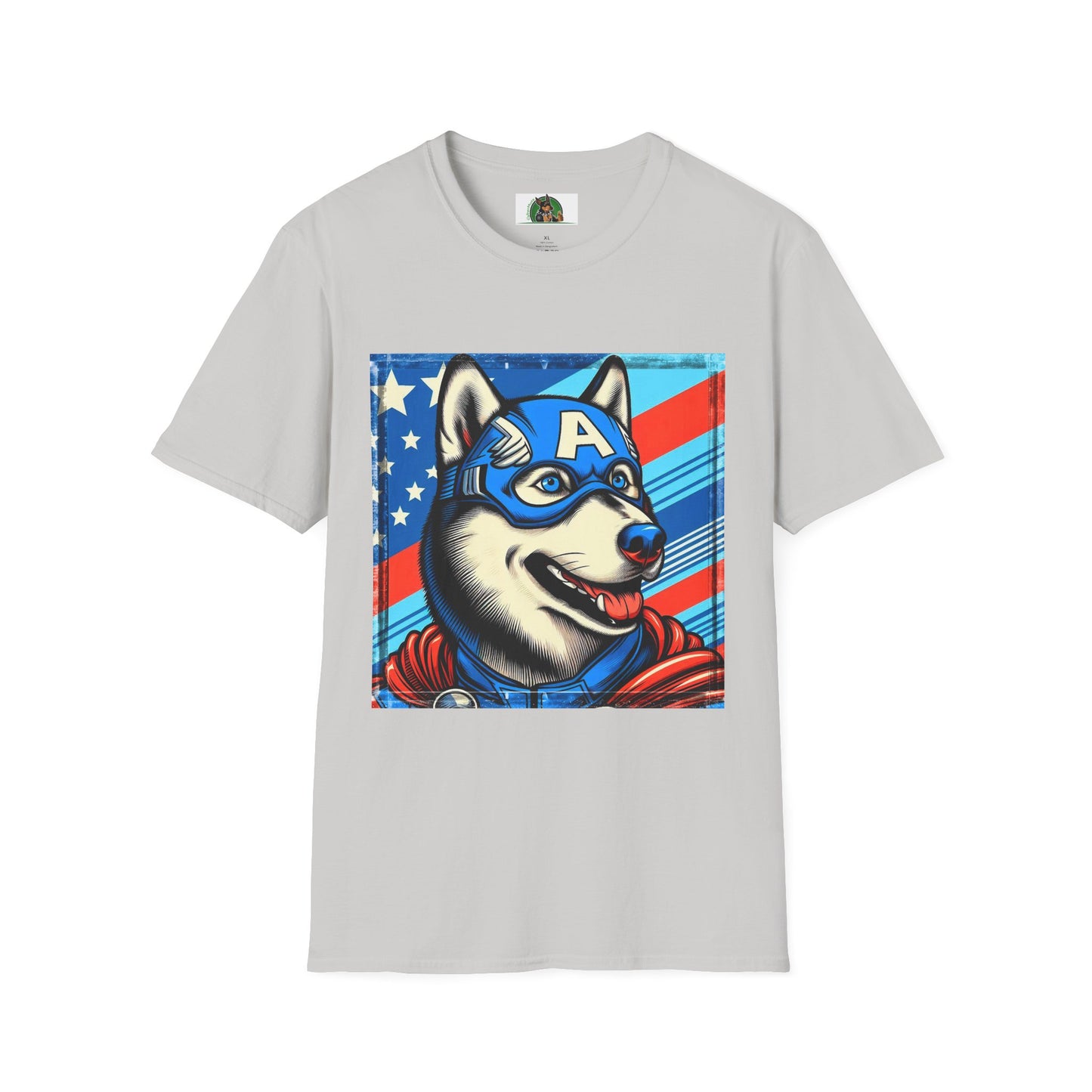 Husky super hero shirt T-Shirt Printify S Ice Grey