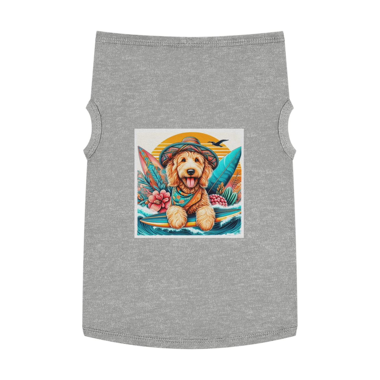 Pet Tank Golden Doodle pretty with flowers shirt Pets Printify XL Heather