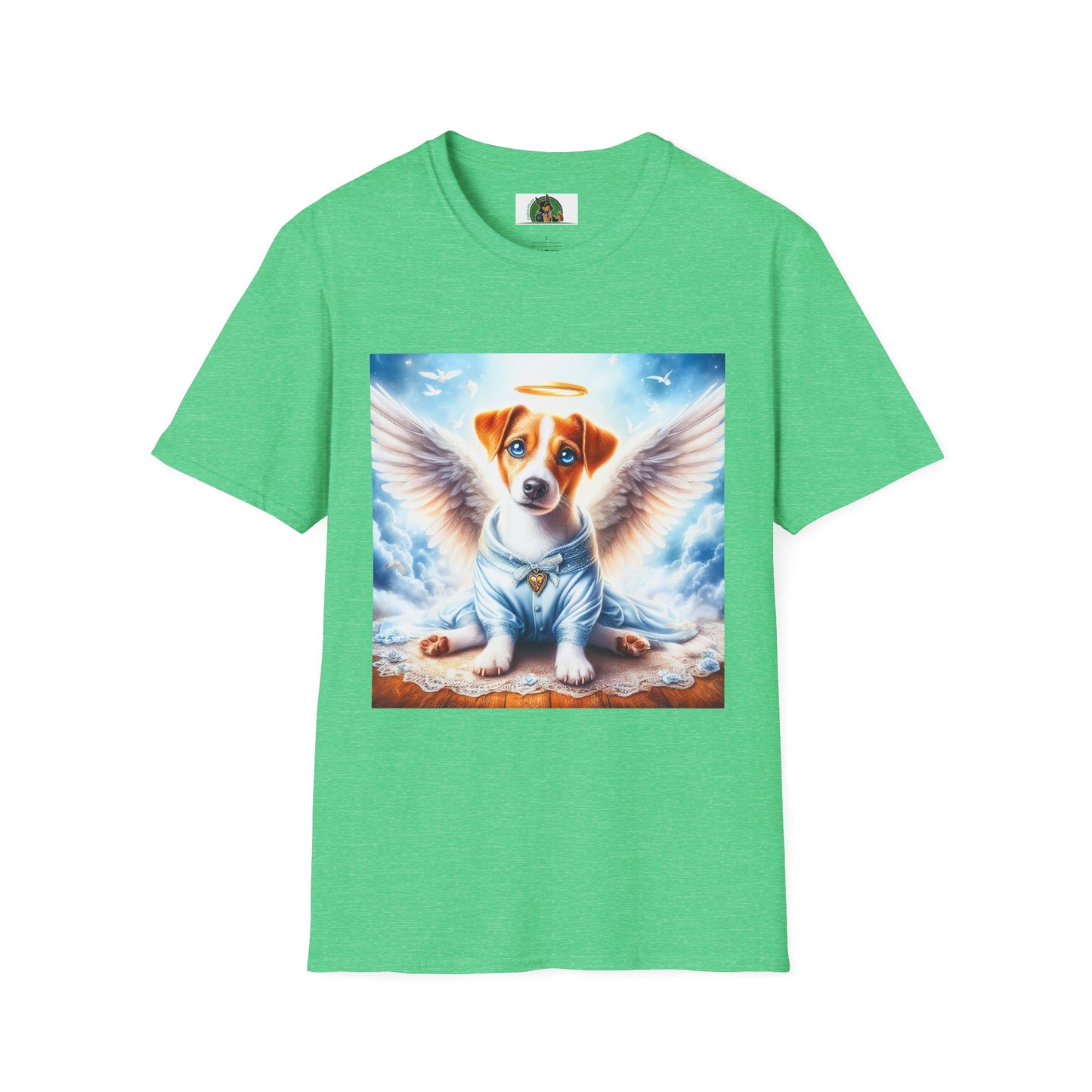 Jack Russell Pajama Puppy Angel T-Shirt Printify S Heather Irish Green