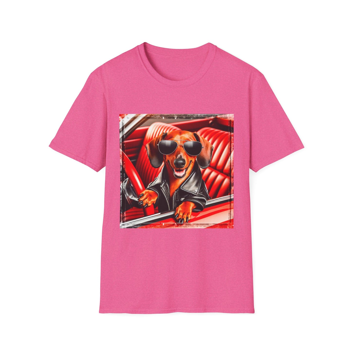 Wacky Dachshund grease lightning t shirt T-Shirt Printify S Heather Heliconia