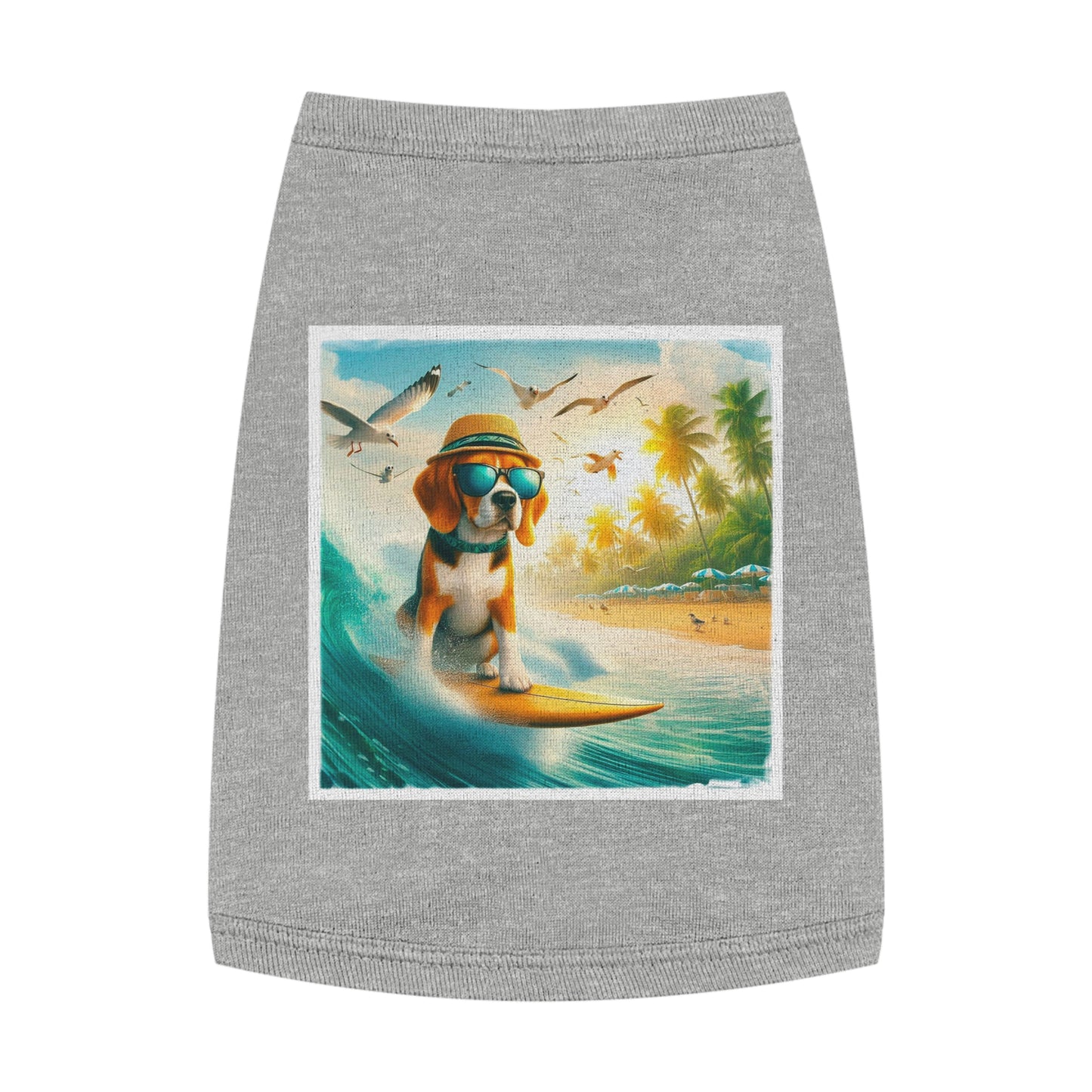 Pet Tank Top Beagle Surfer Pets Printify M Heather