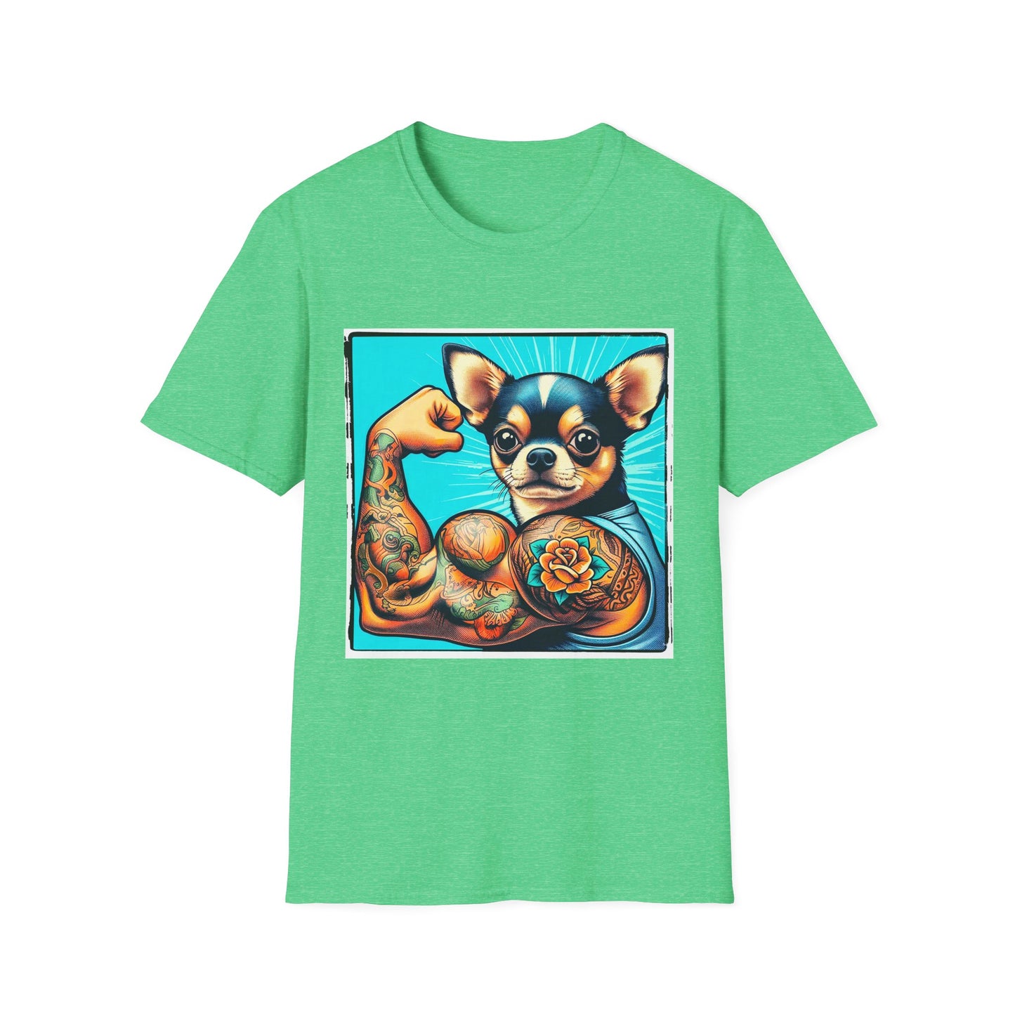 Chihuahua gym rat t shirt T-Shirt Printify S Heather Irish Green