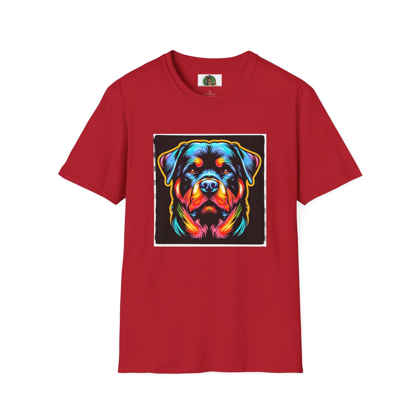 Rottweiler colorful puppy shirt T-Shirt Printify S Cherry Red