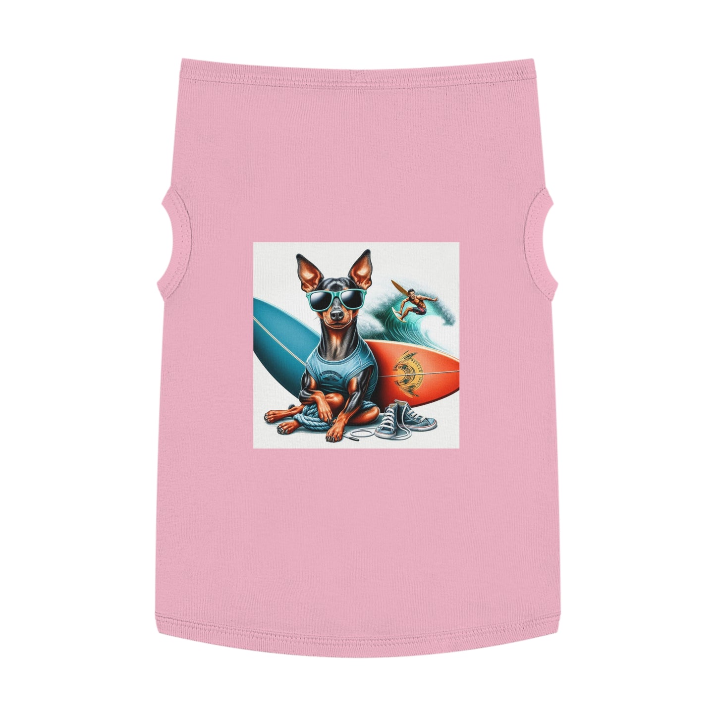 Min Pin Tank Tops surfs up Pets Printify XL Pink