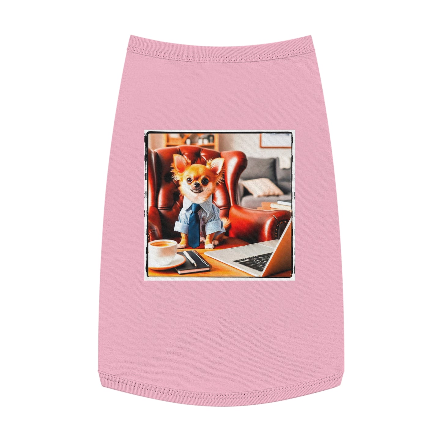 Pet Tank Top Chihuahua suit and tie t shirt Pets Printify L Pink