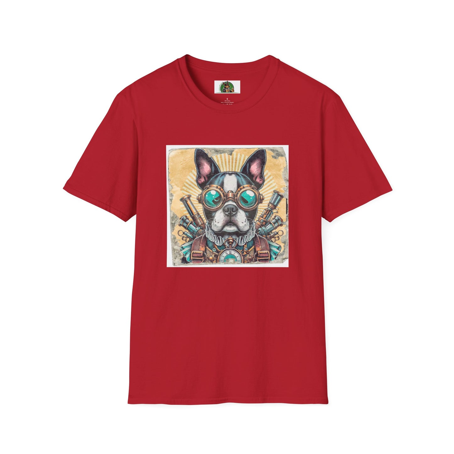 Boston Terrier Steampunk Dog Shirt T-Shirt Printify S Cherry Red