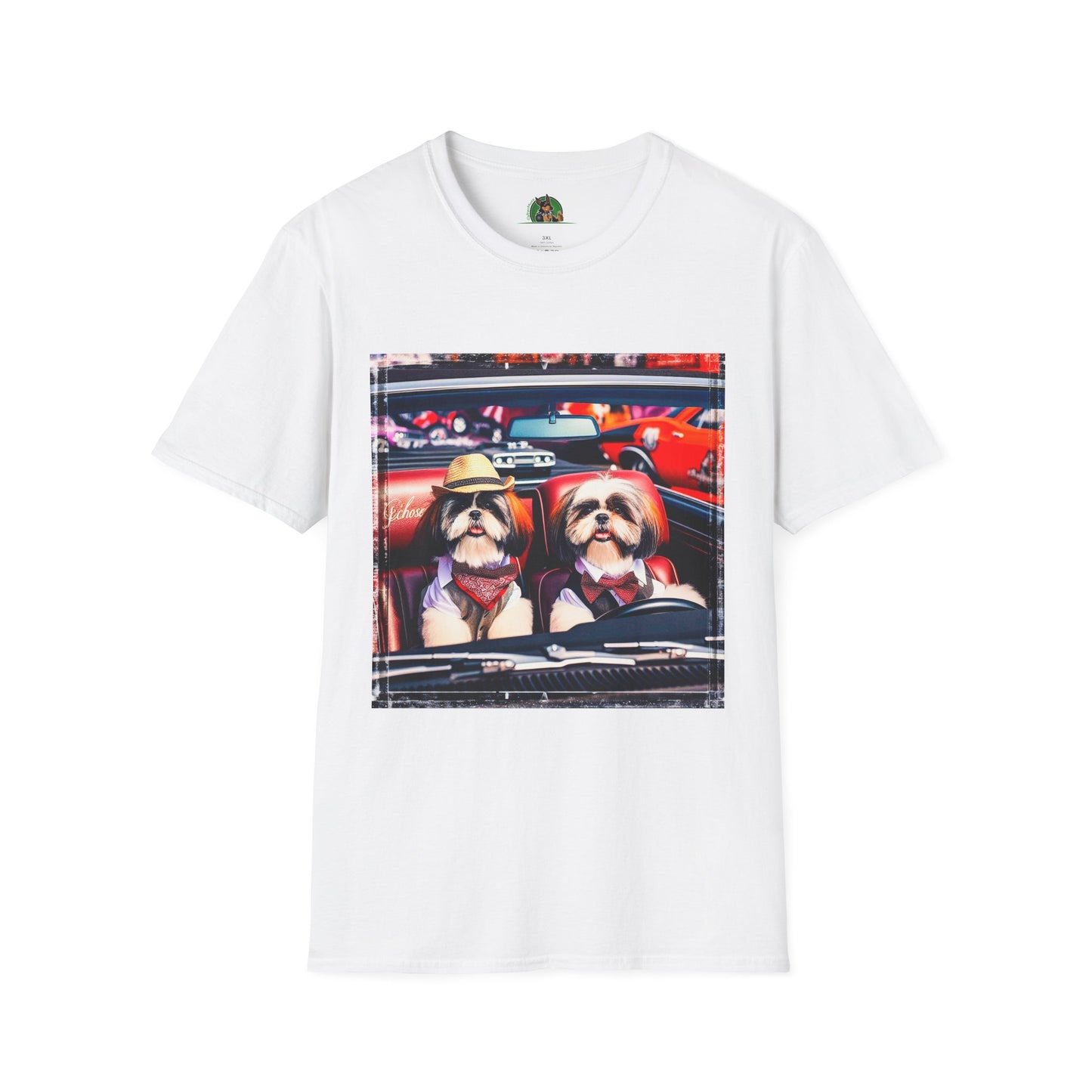 Wacky Shih Tzu driving frirbfs T-Shirt Printify XS White