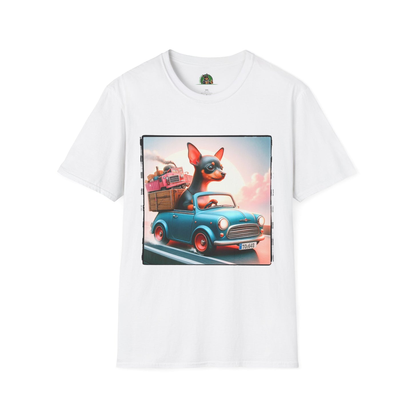 Min Pin T-Shirt tiny baby driver T-Shirt Printify XS White