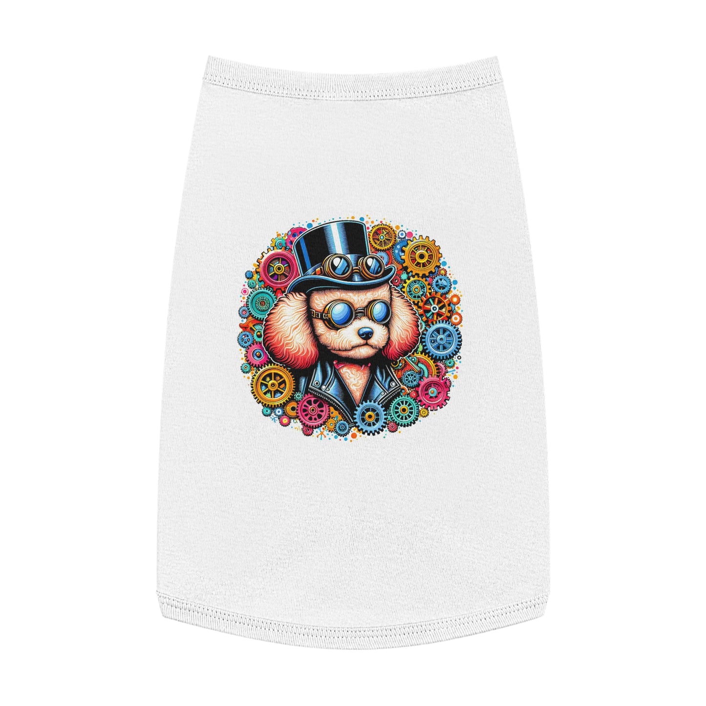 Pet Tank Top Poodle colorful gears Pets Printify L White